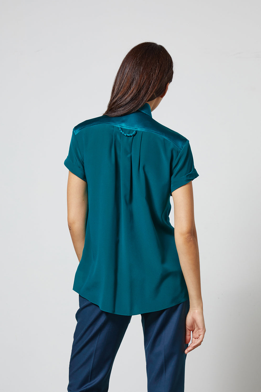 LOCKY jade - silk shirt short sleeves