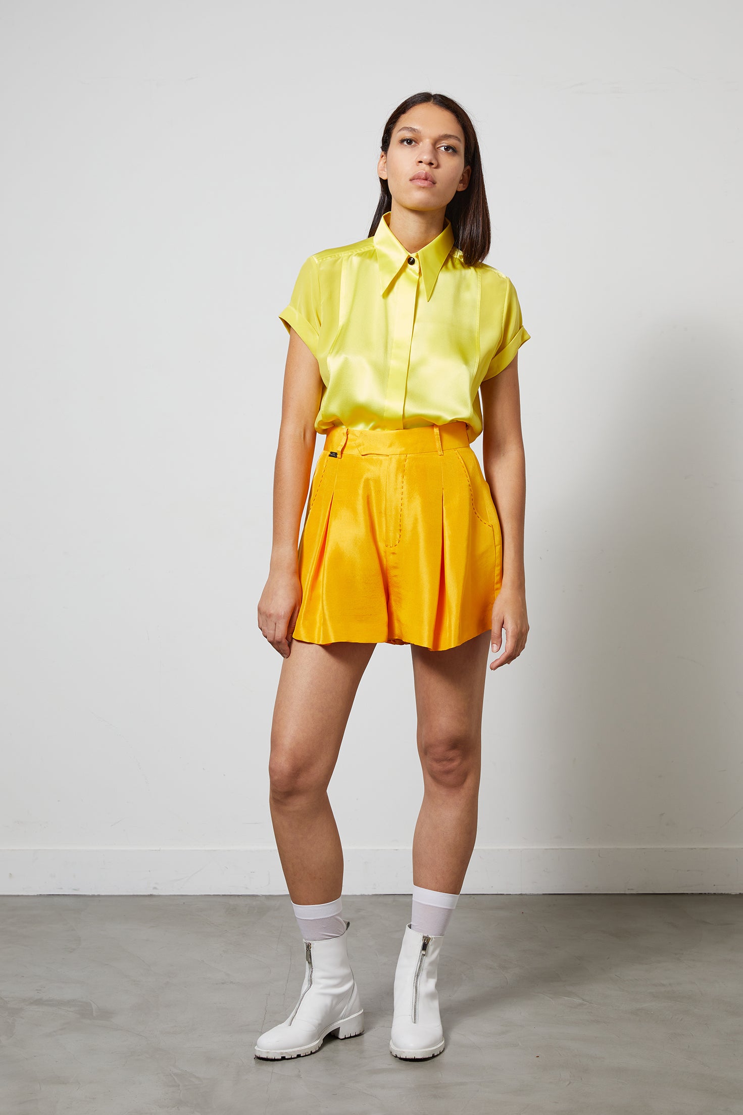 LOCKY ultra yellow silk shirt