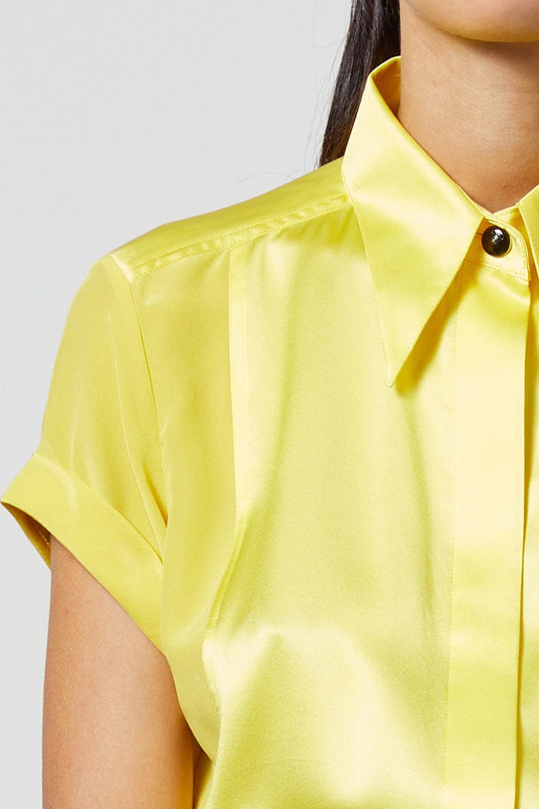LOCKY ultra yellow - silk short sleeve shirt