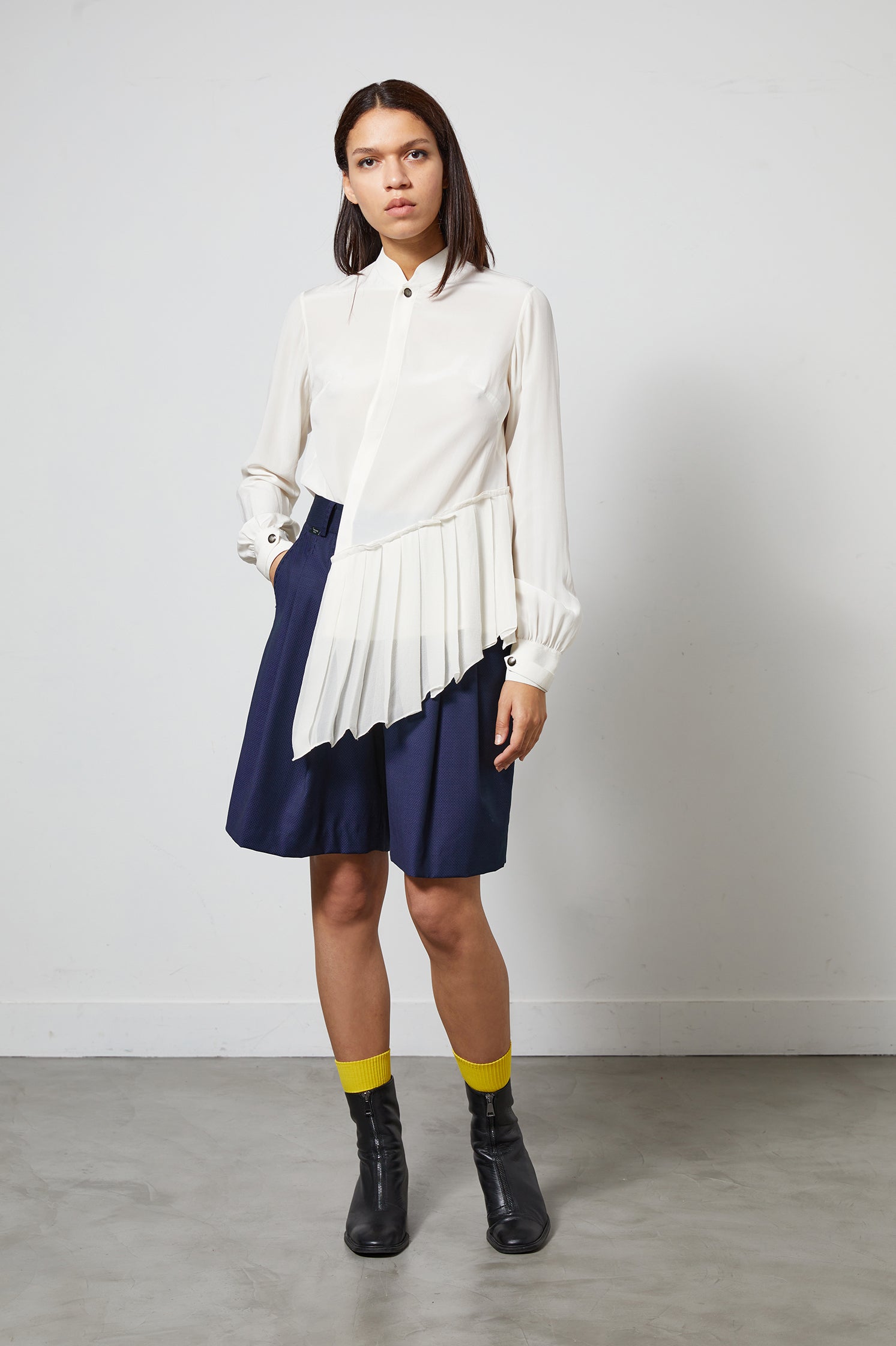 SKY white silk blouse