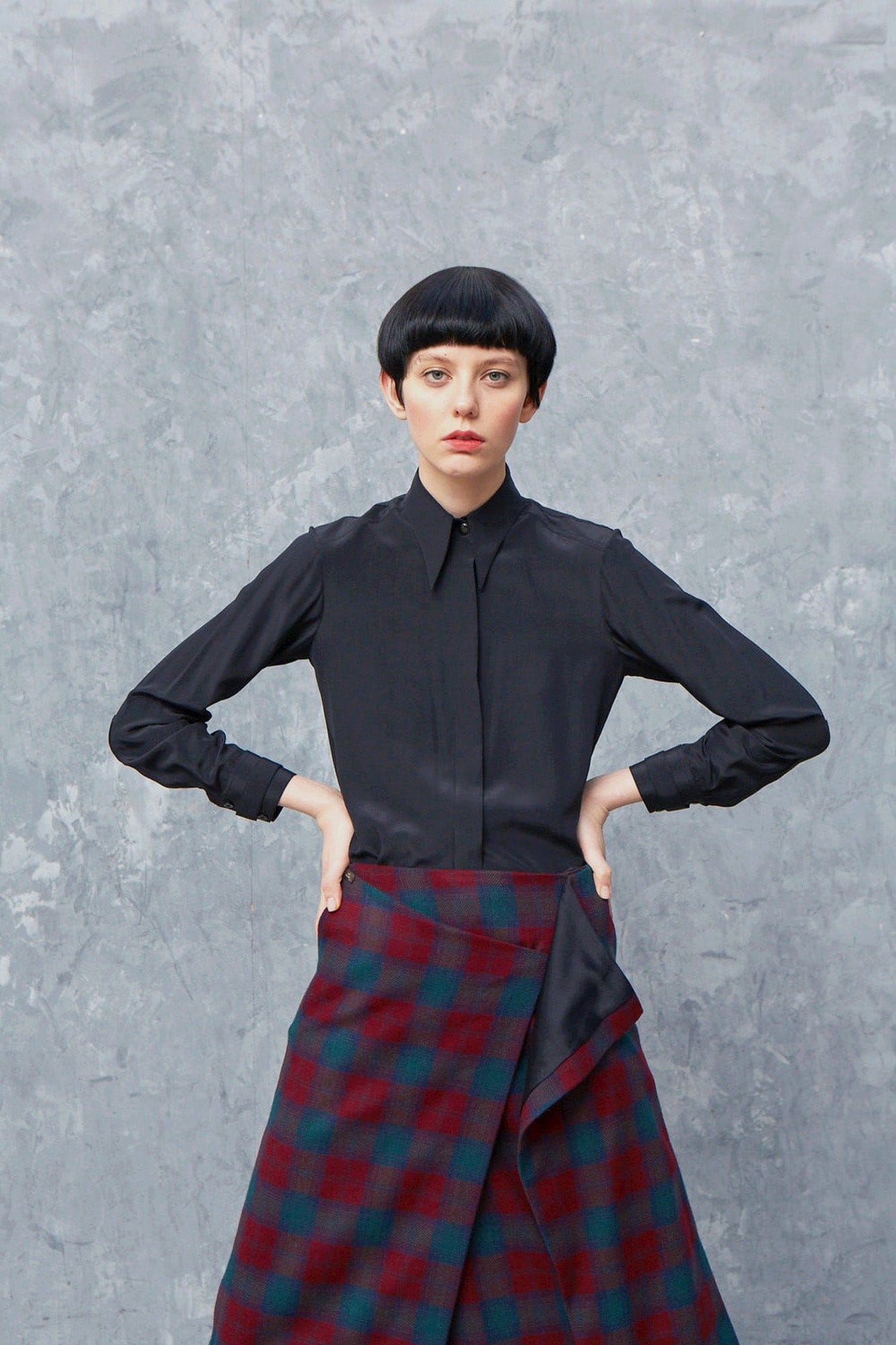 LOCK black - crepe silk shirt