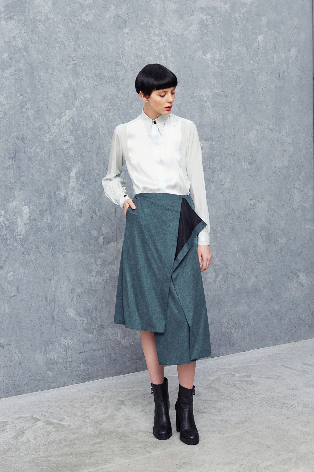 LOCK mist blue - silk shirt