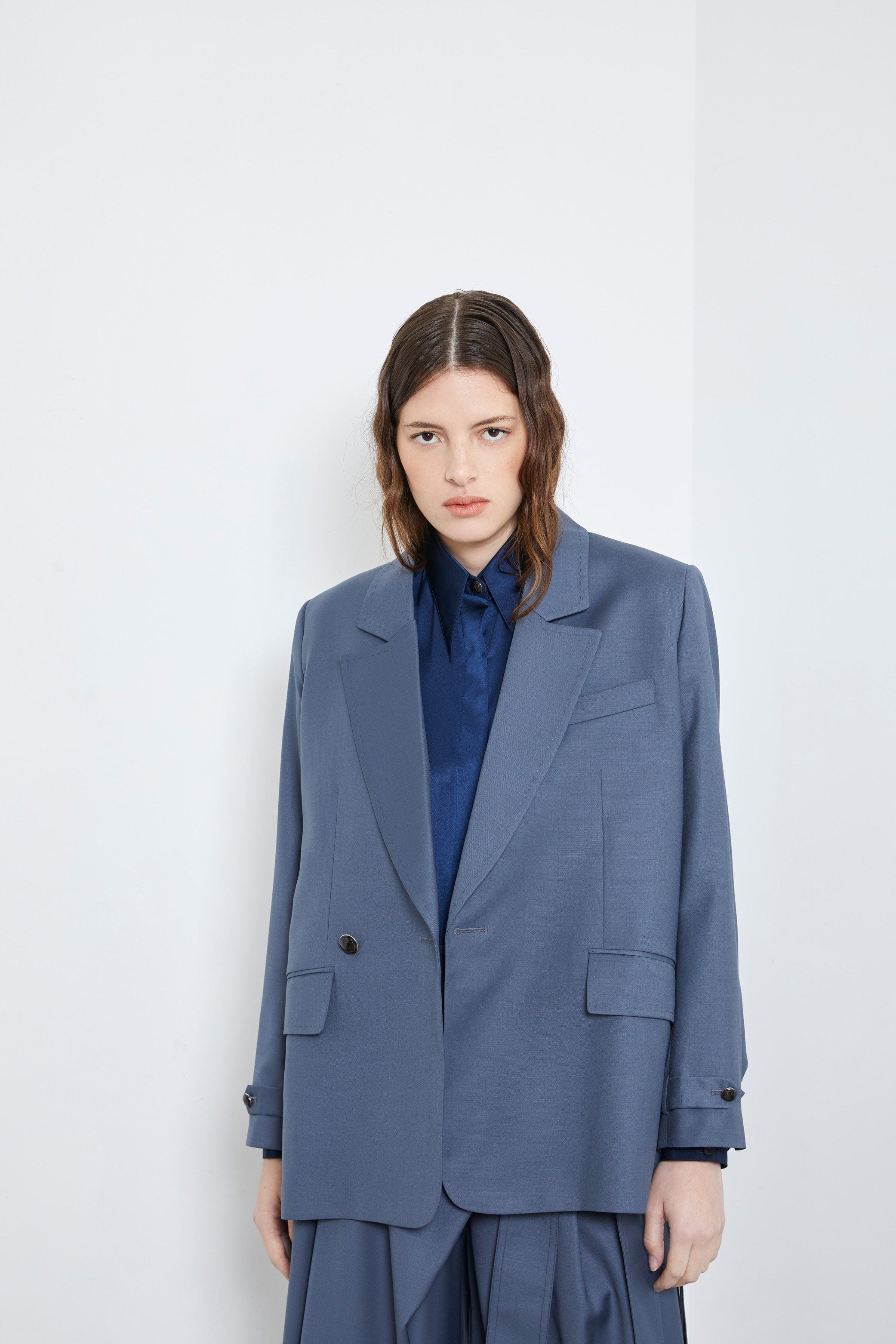 ELYSEE slate blue - wool microfiber suit jacket