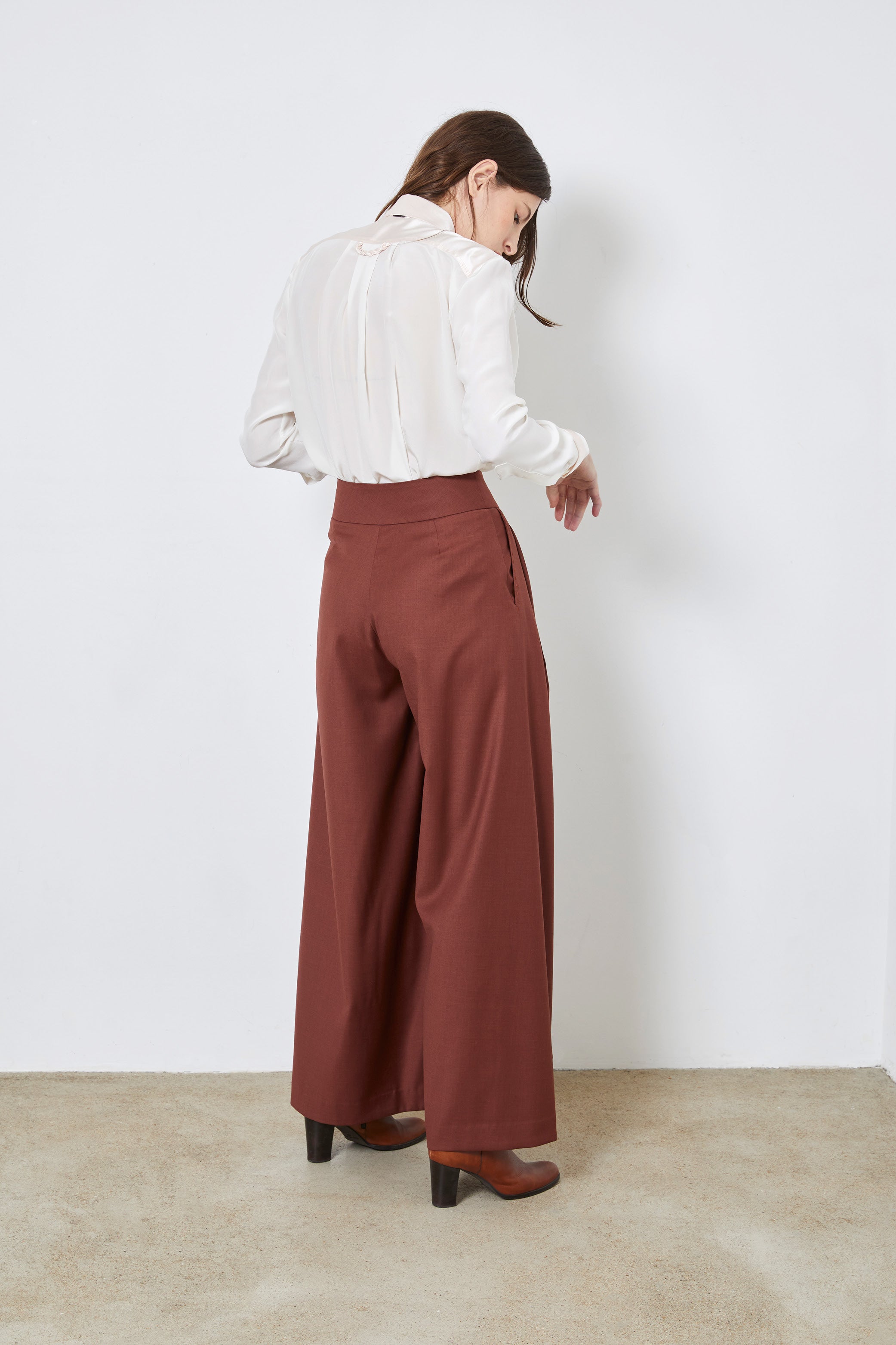 CALI B rust - wool microfiber wrap knotted pants