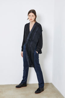 Rosier - Pleated Silk Top in Black