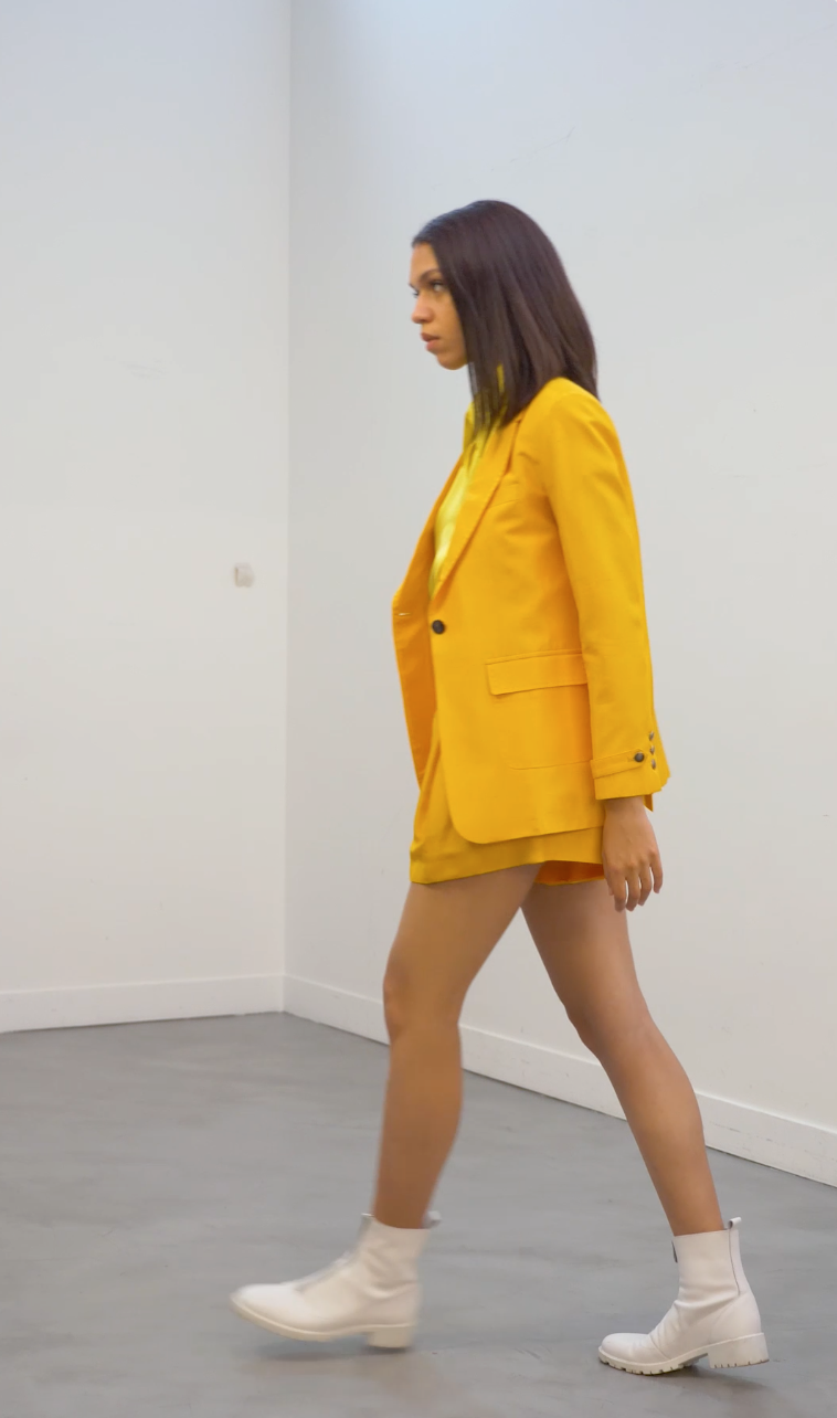 STRANGERS yellow - silk short suit jacket – Lucie Brochard.võ