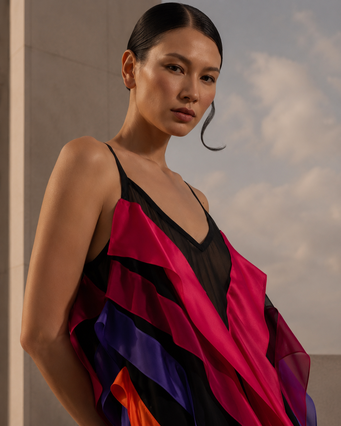 RIBOON — Robe aérienne en soie multicolore