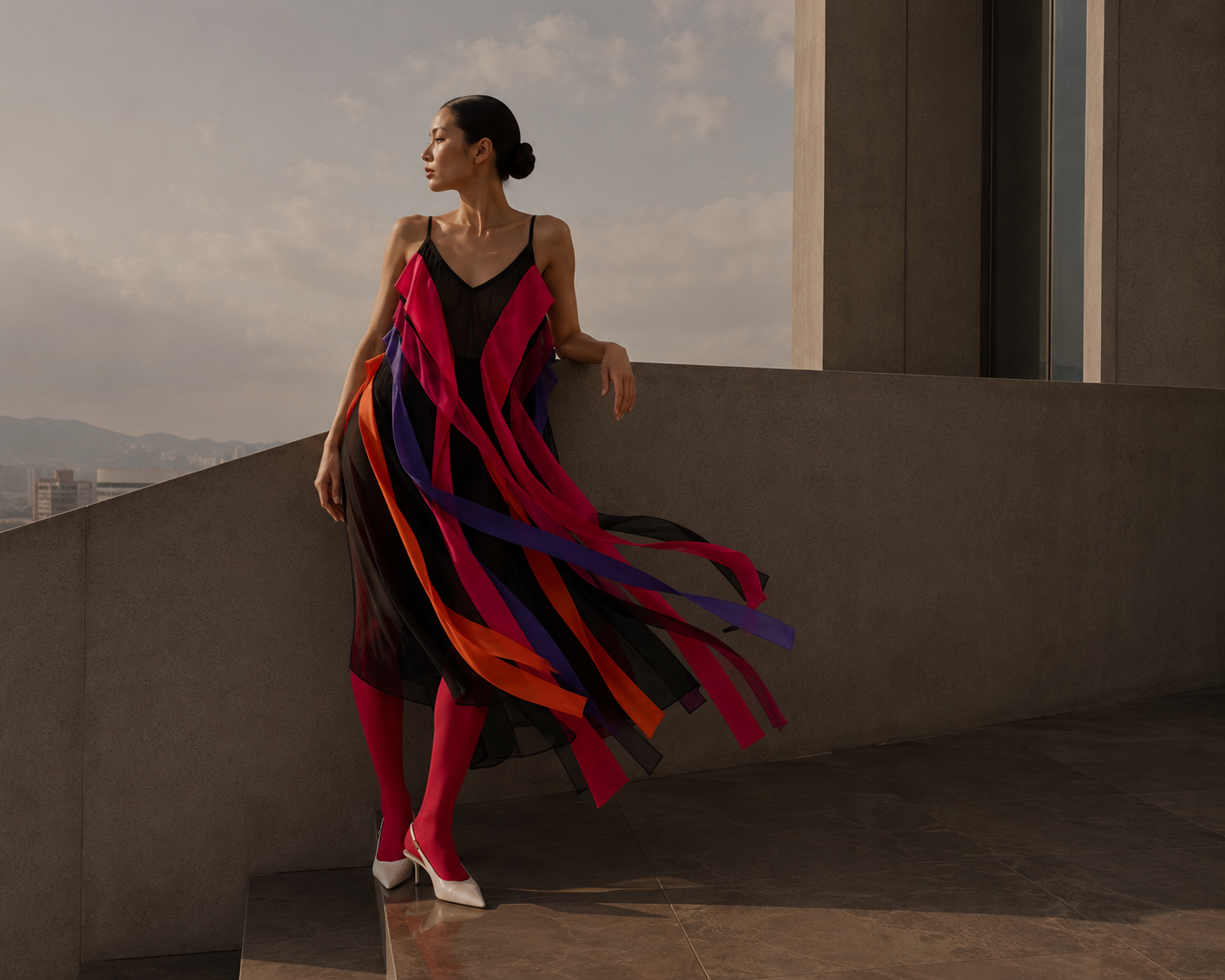 RIBOON — Robe aérienne en soie multicolore