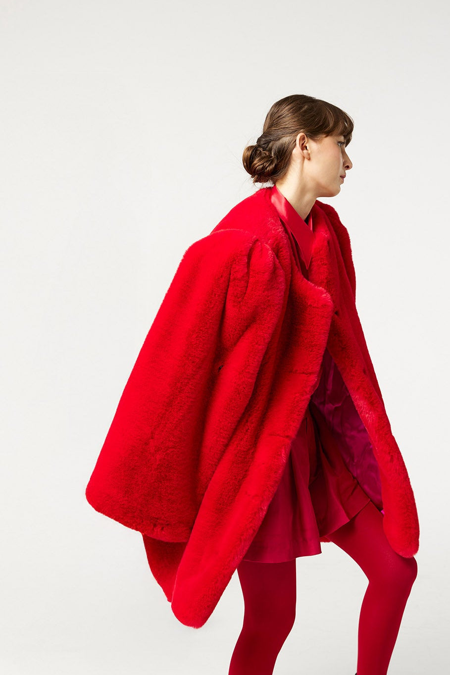 GATSBY red - faux fur coat