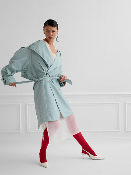 ASHIN mist green - nylon tulip trench coat