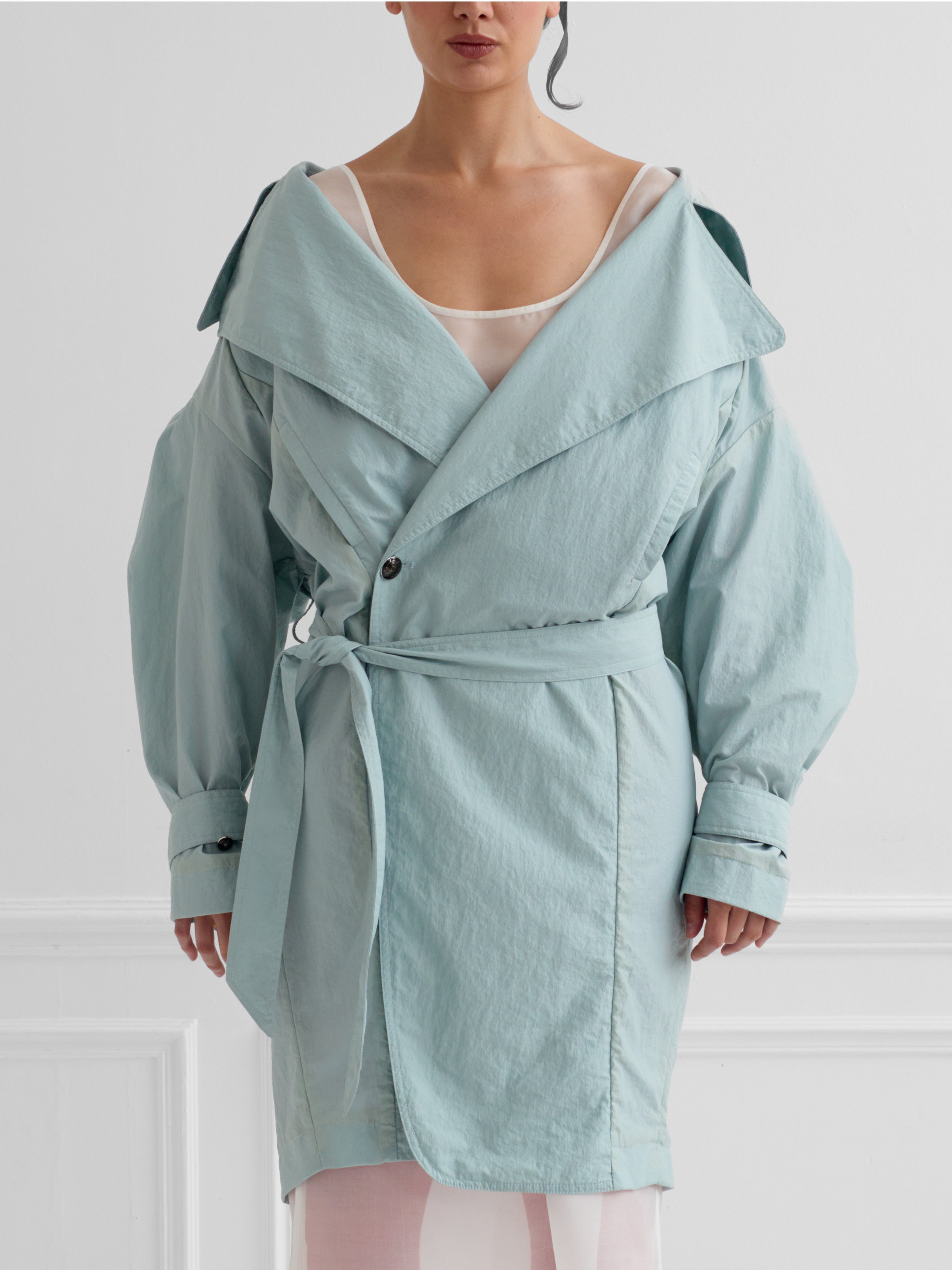 ASHIN mist green - nylon tulip trench coat