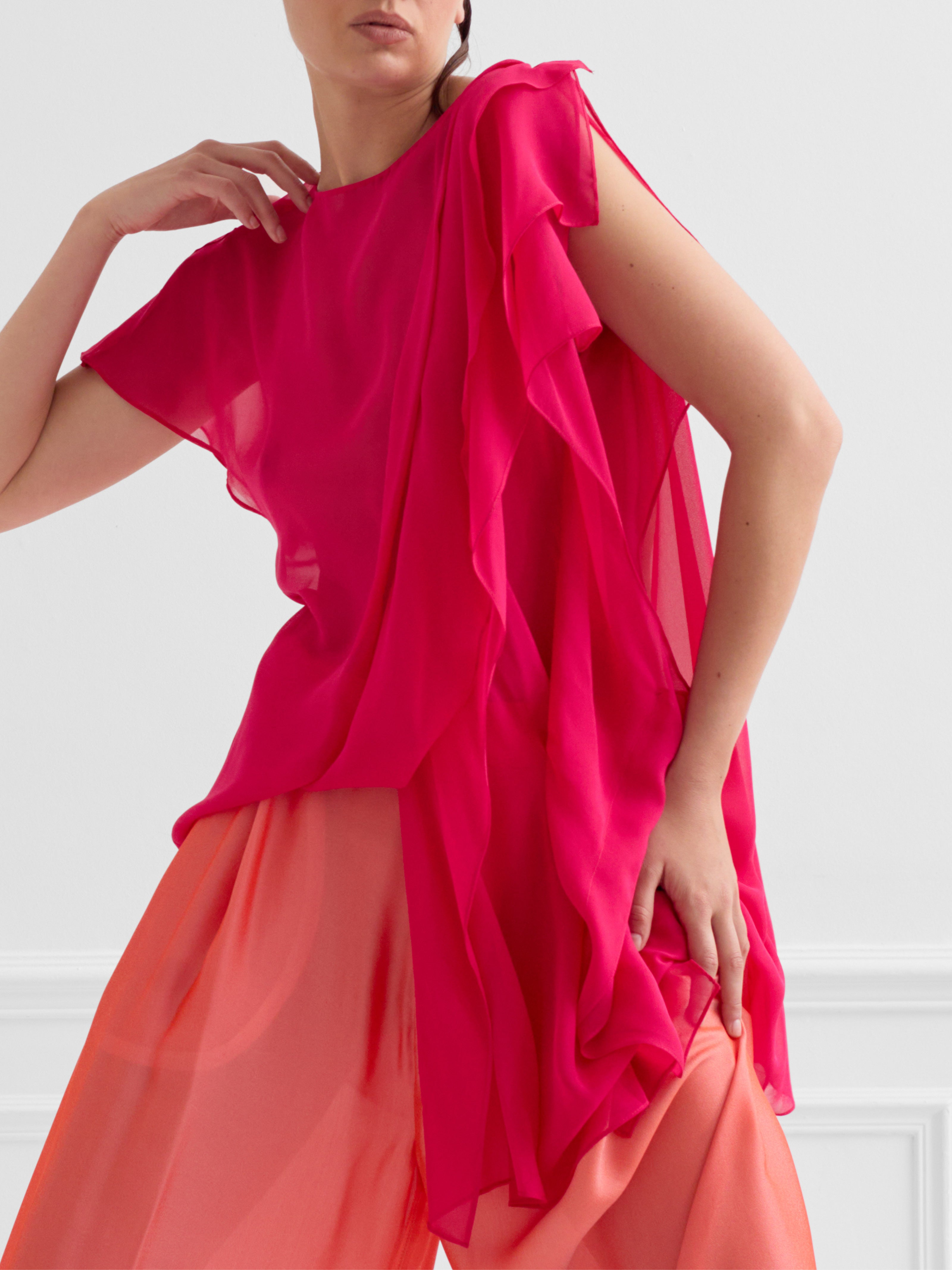 ATHE fuchsia - silk draped top