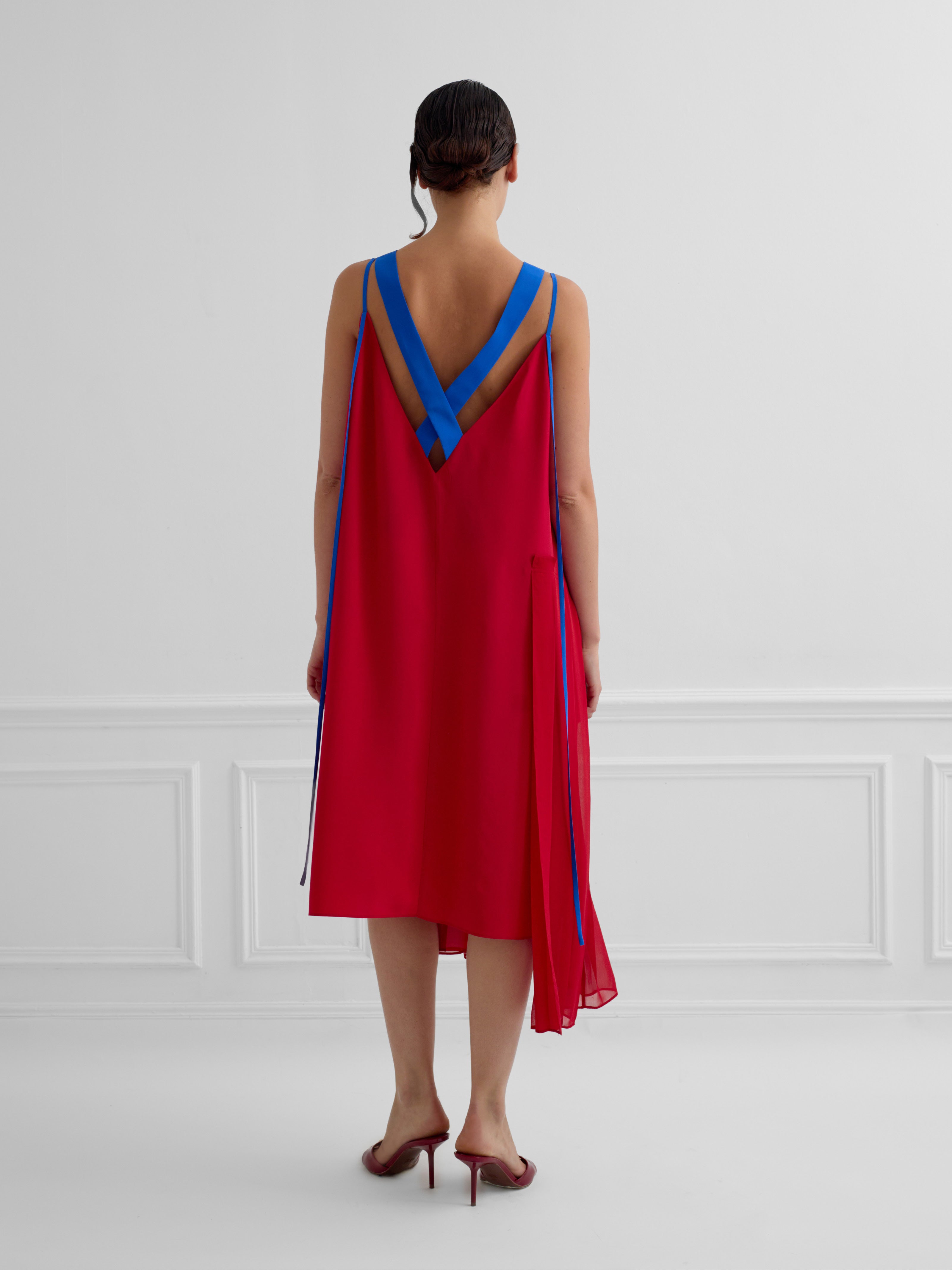 FRANCE red - midi graphic dress