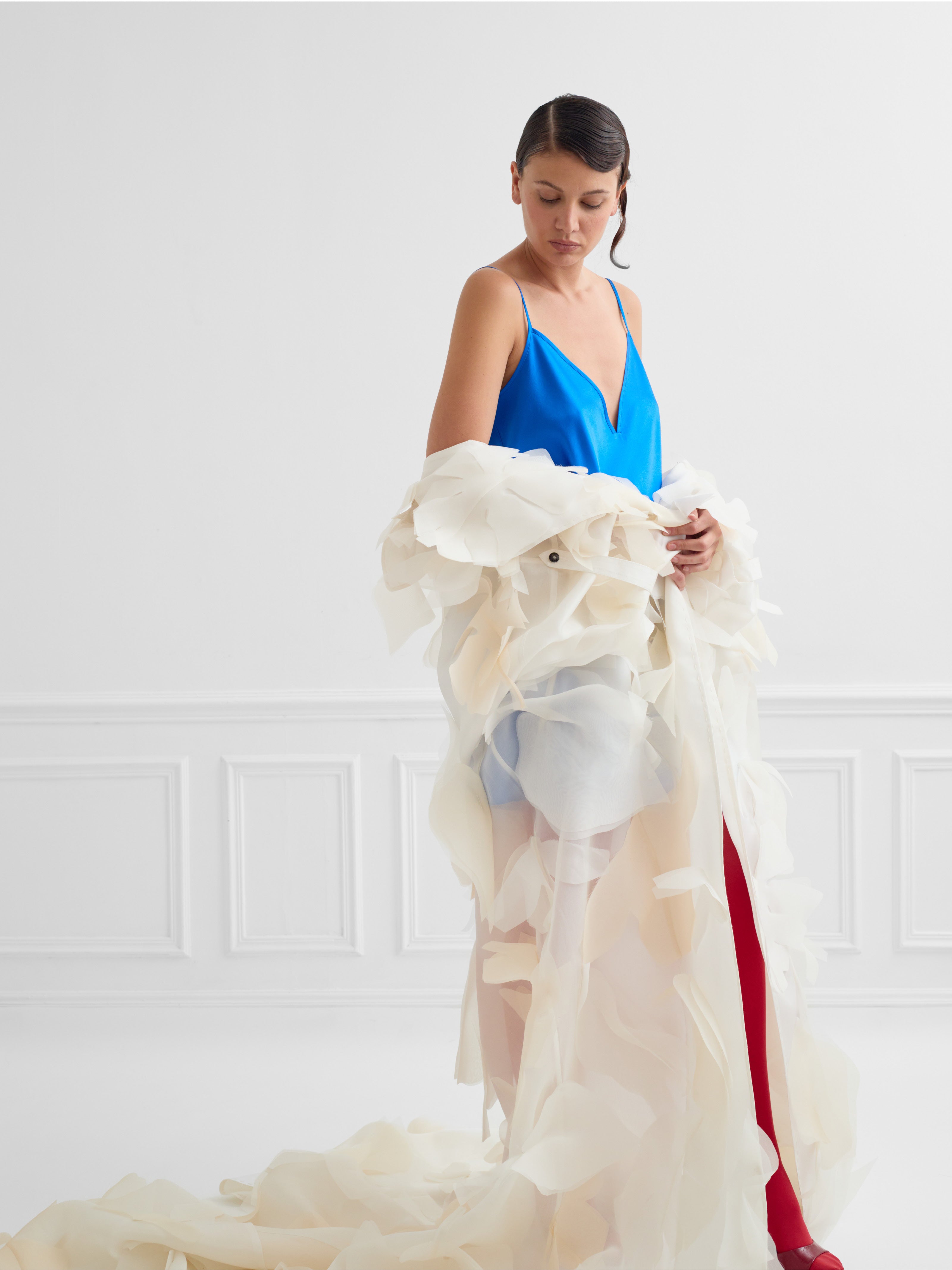 HAN LEAF ivory white - silk organza ceremonial coat
