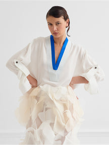 HANBO — Blouse en soie blanche