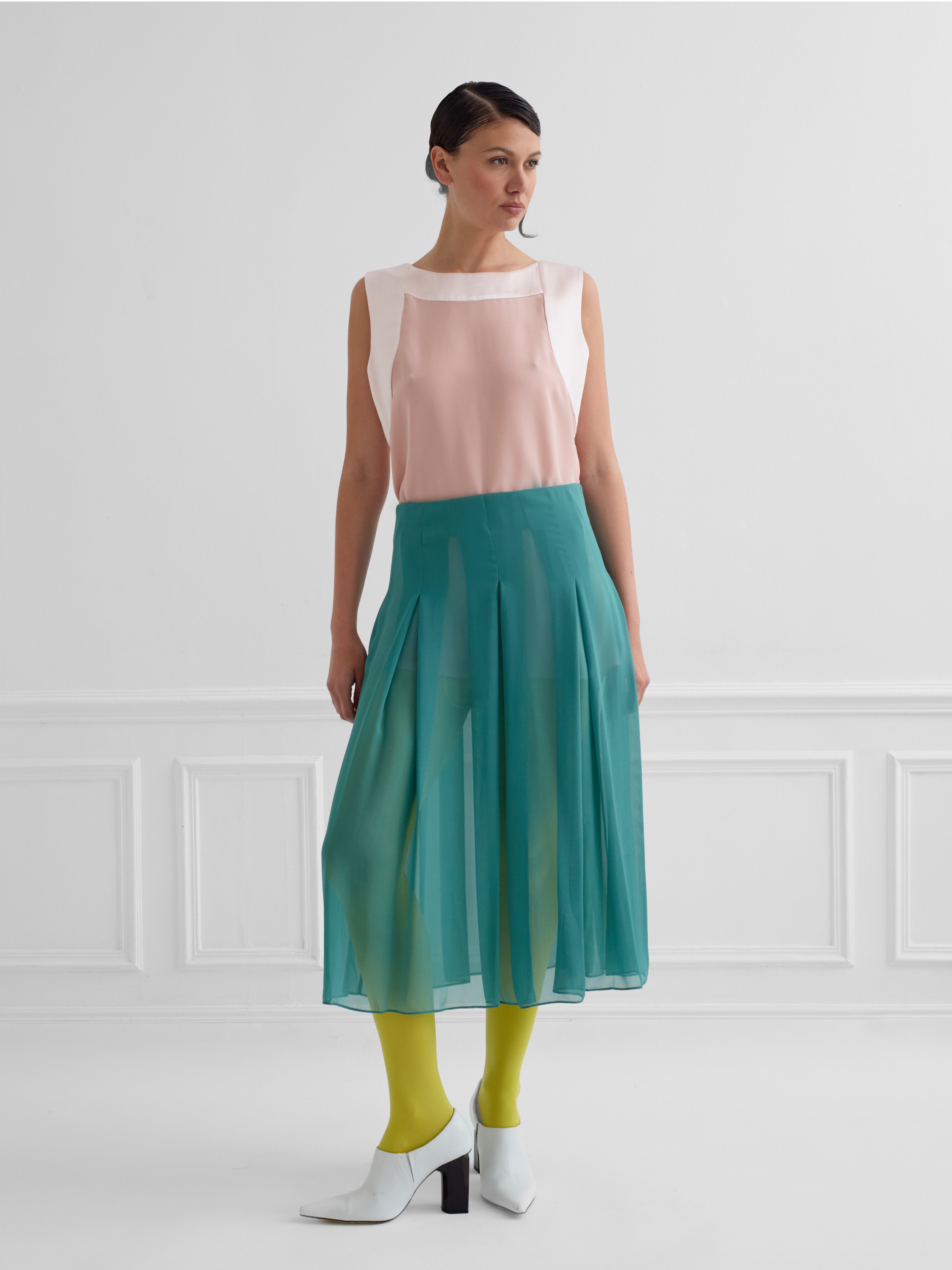 JEJU sky green - airy silk skirt