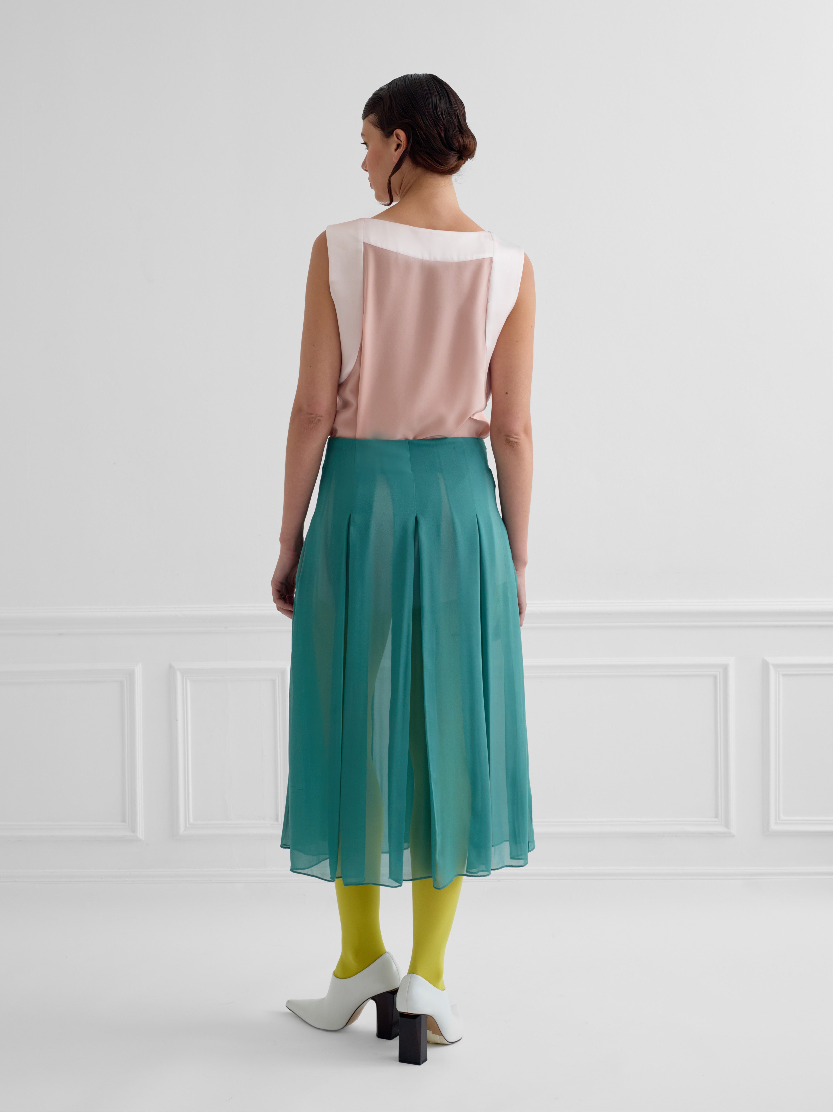 JEJU sky green - airy silk skirt