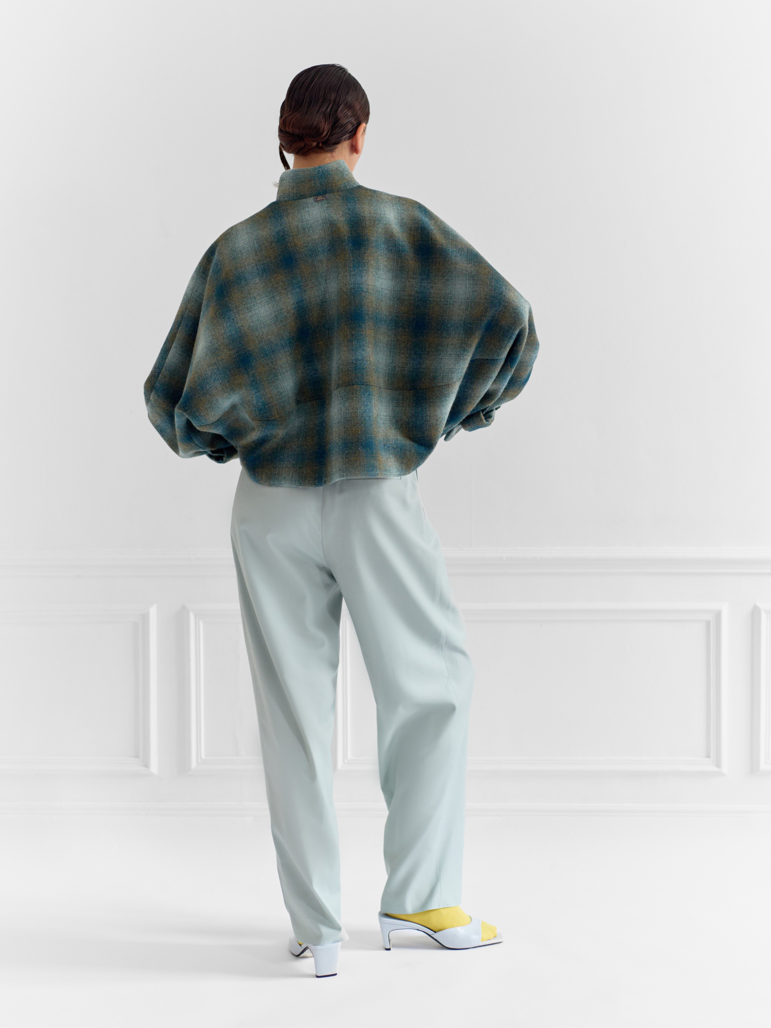 HONGDAE green gradient tartan - wool blazer