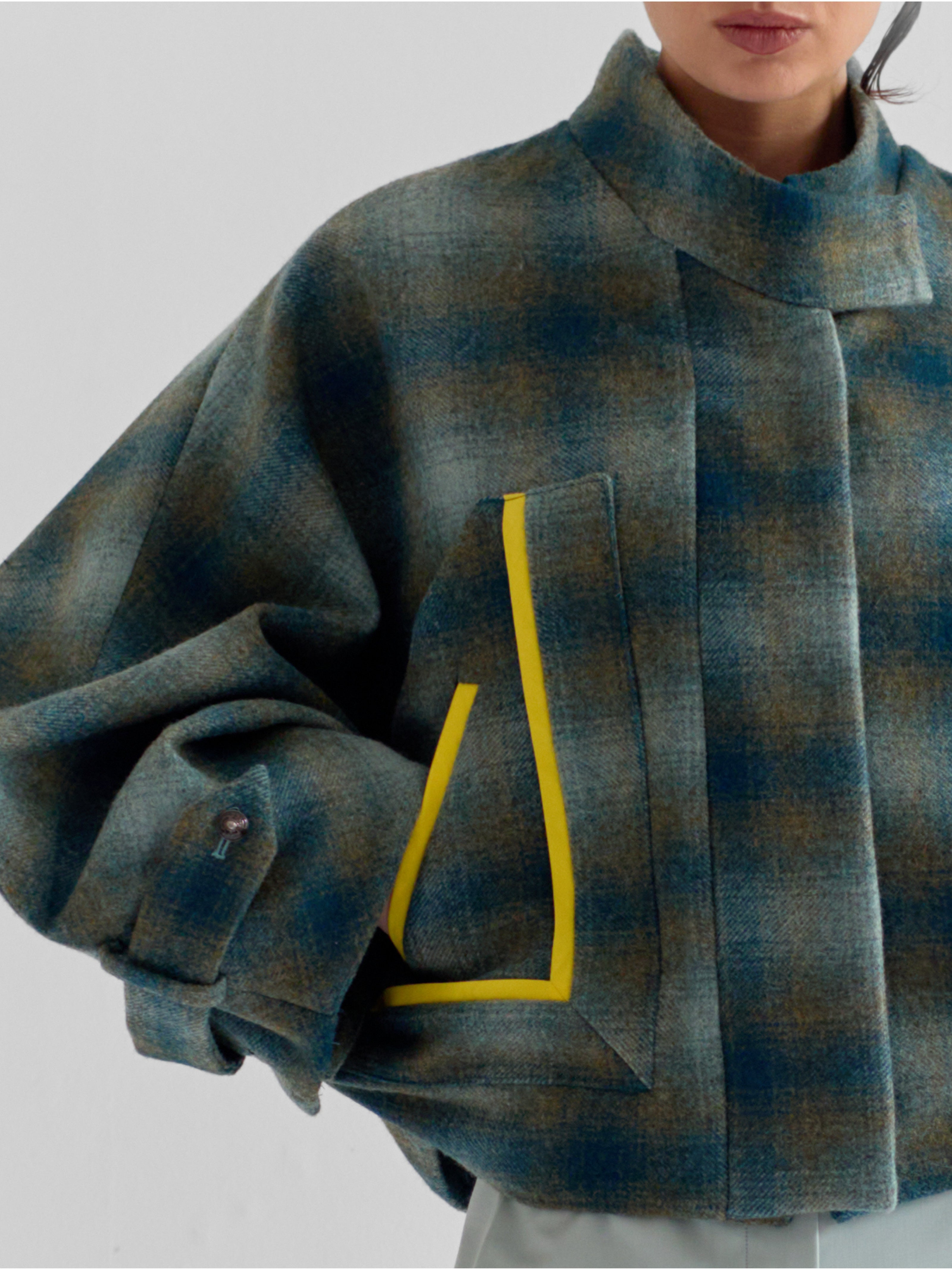 HONGDAE green gradient tartan - wool blazer