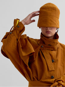 K-Bob - Cotton Seersucker Bucket Hat in Camel