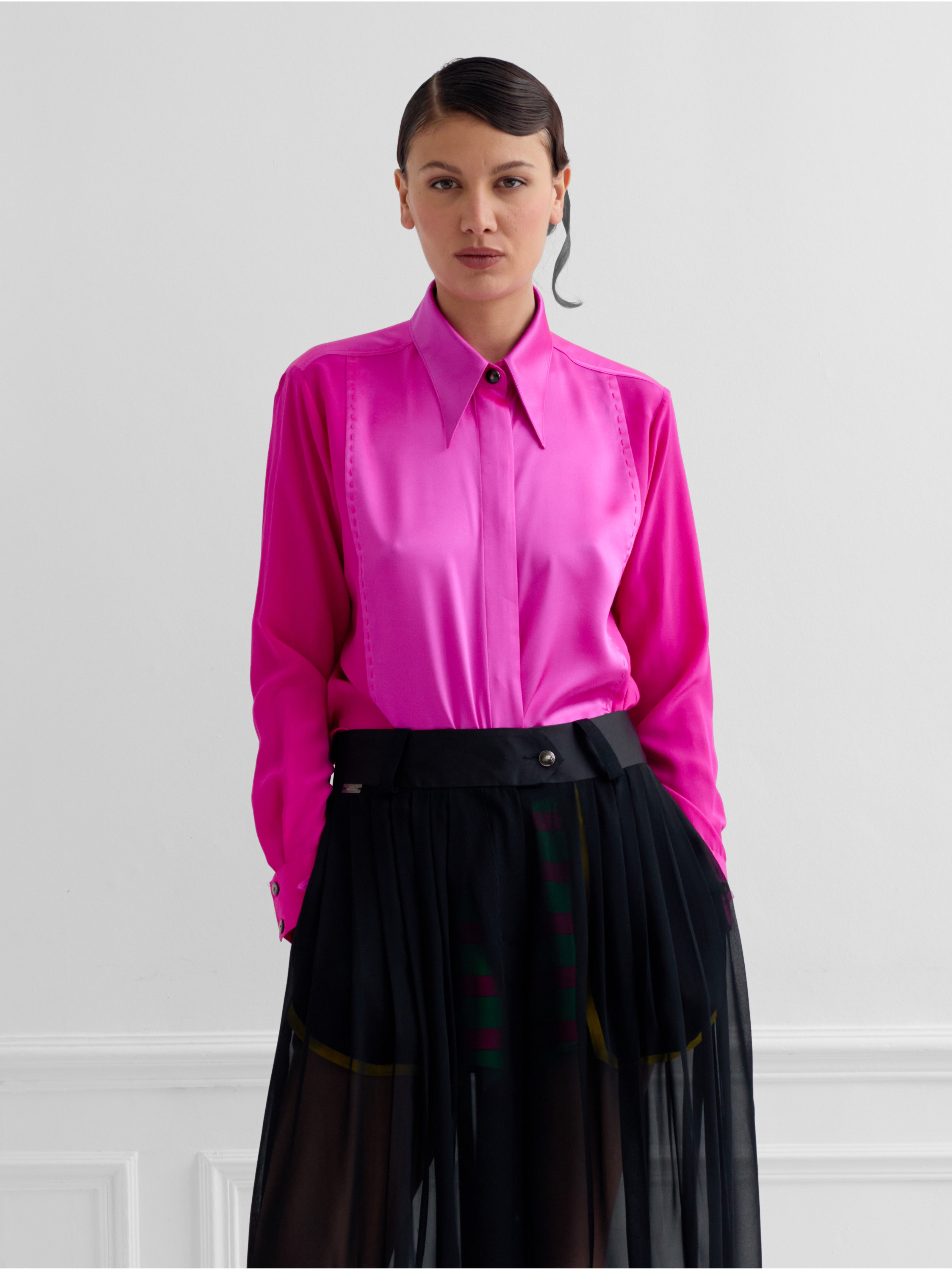 LOCK Candy Pink - silk shirt