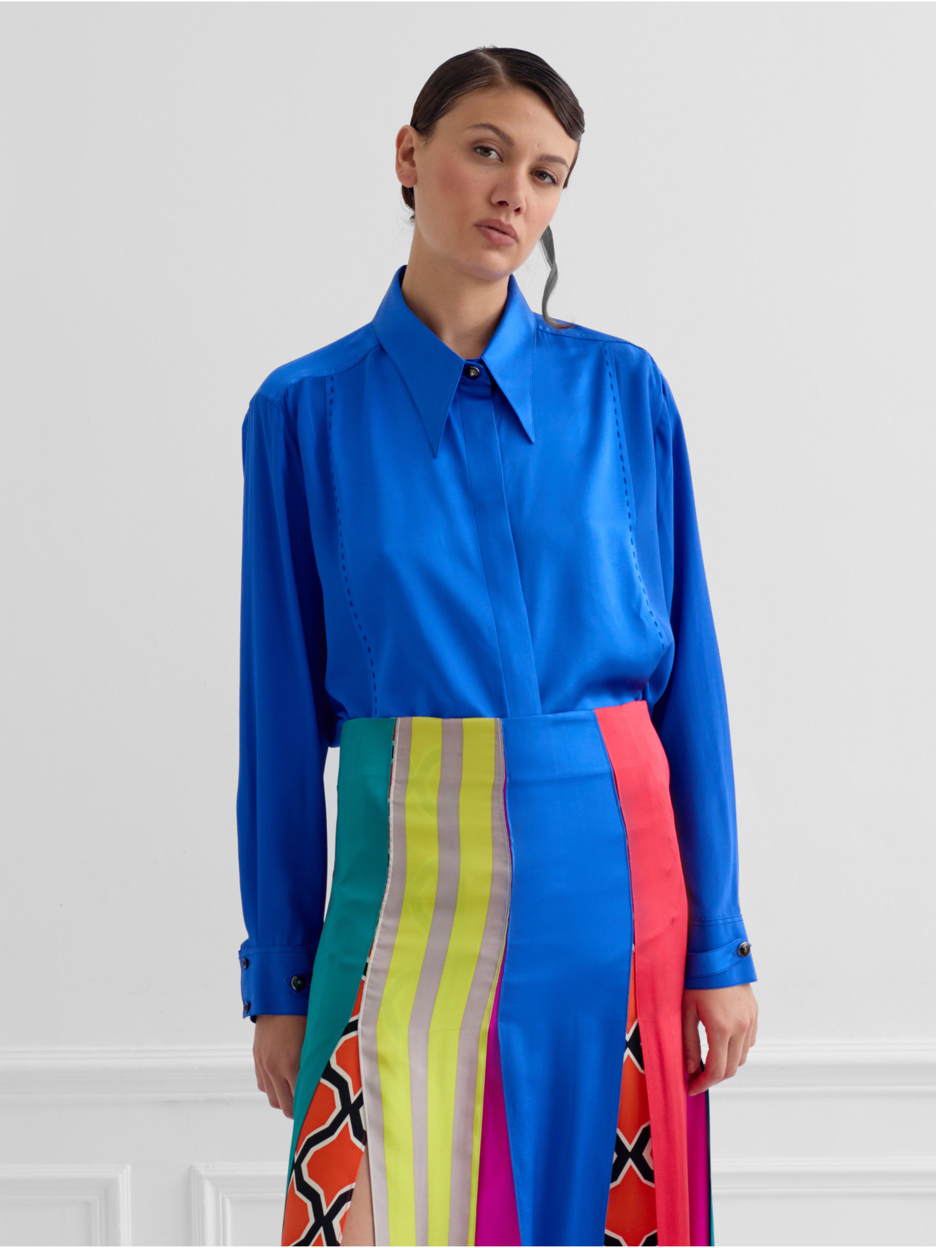LOCK electric blue - silk shirt