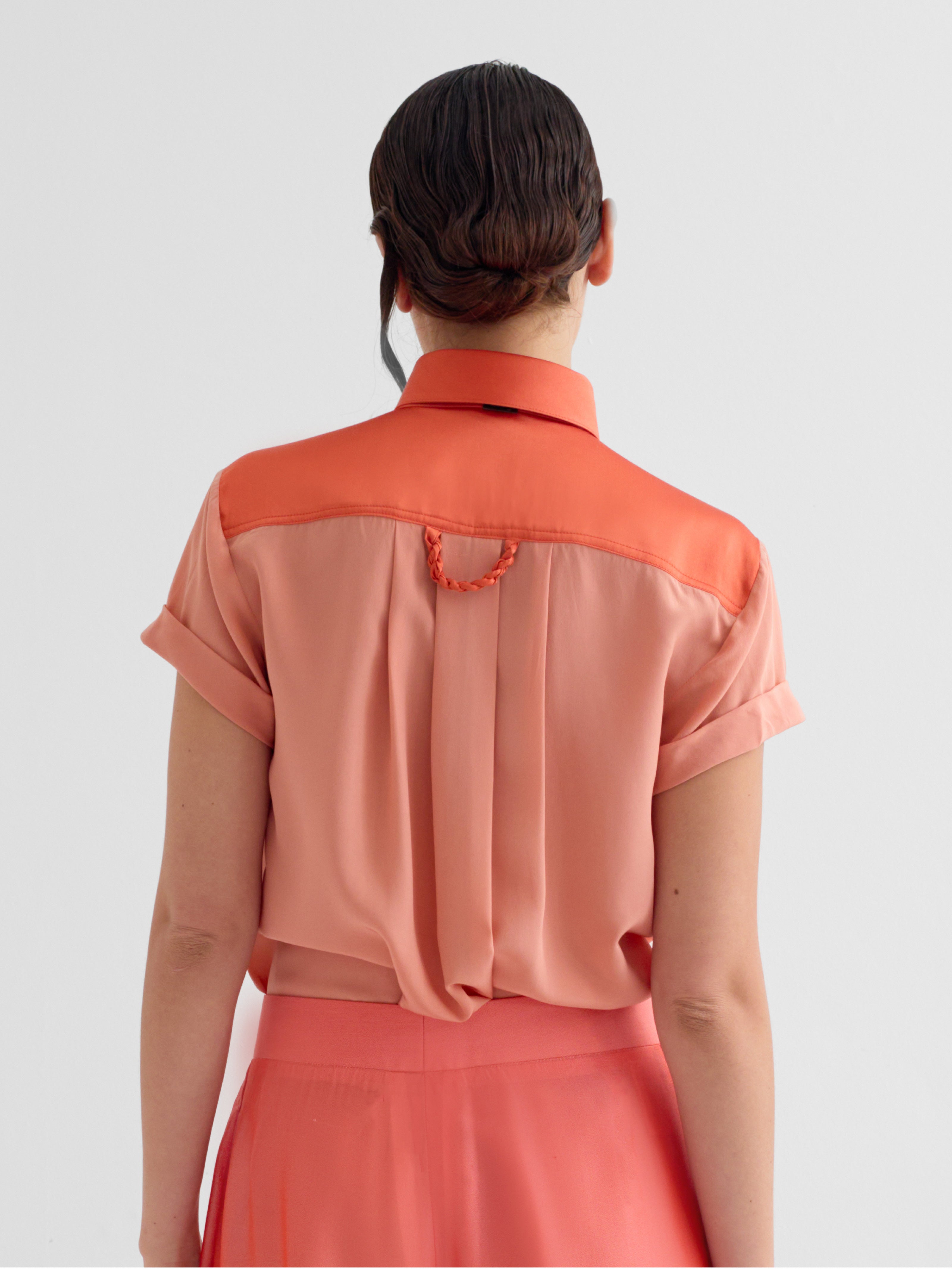 LOCKY salmon - silk shirt short sleeves