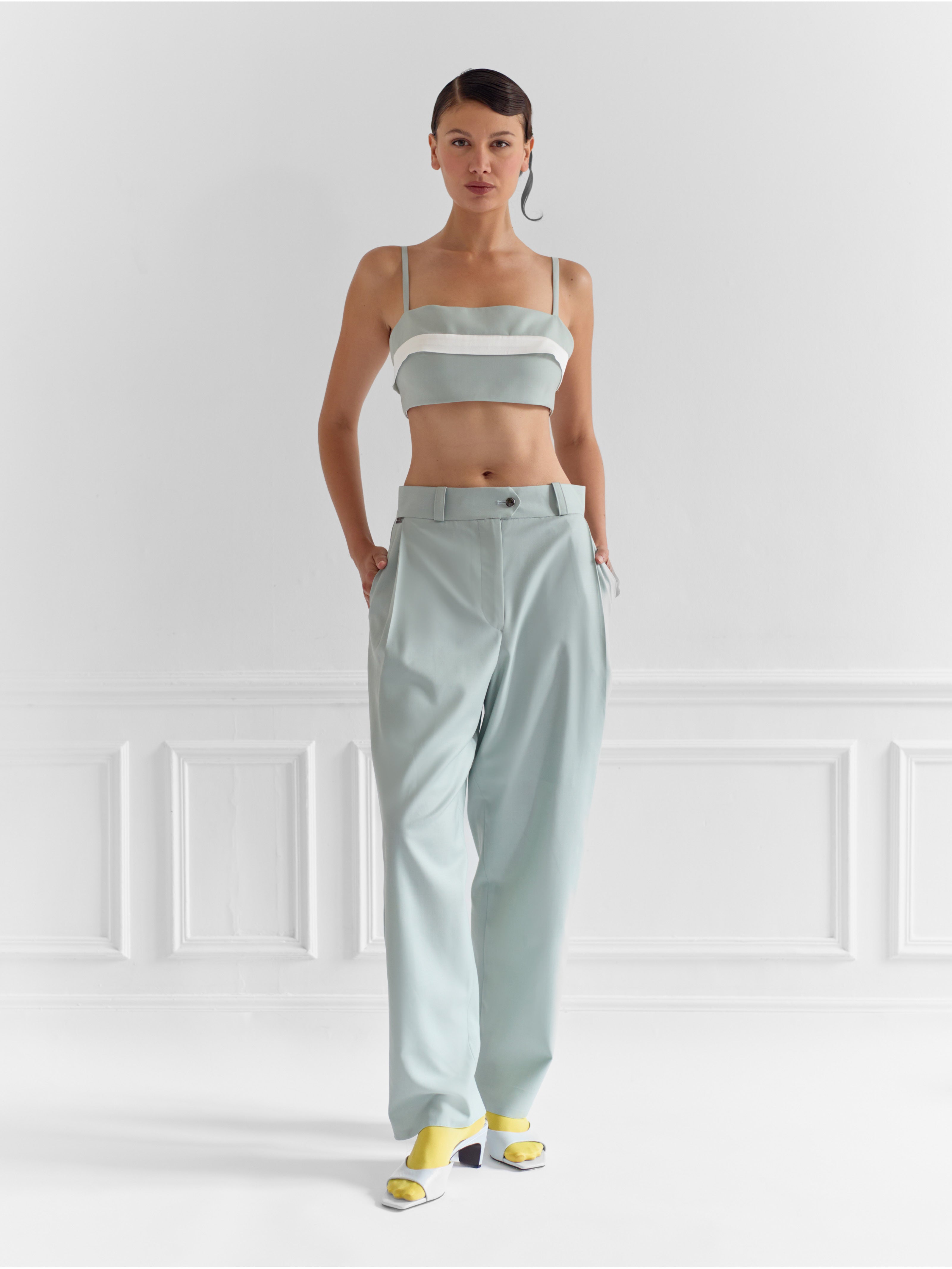 STRAY mist green - wide-leg tailored comfort pant