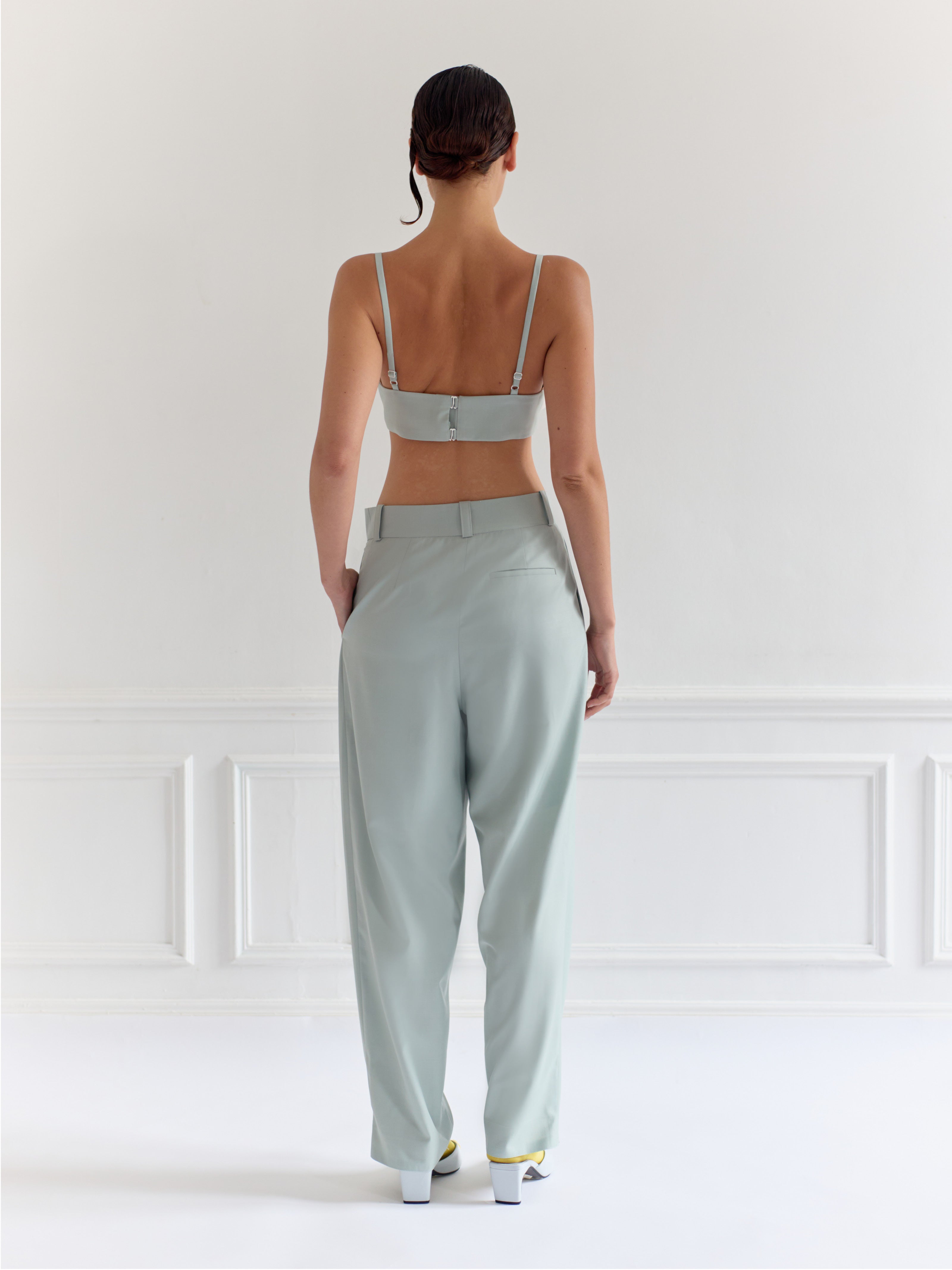 STRAY mist green - wide-leg tailored comfort pant
