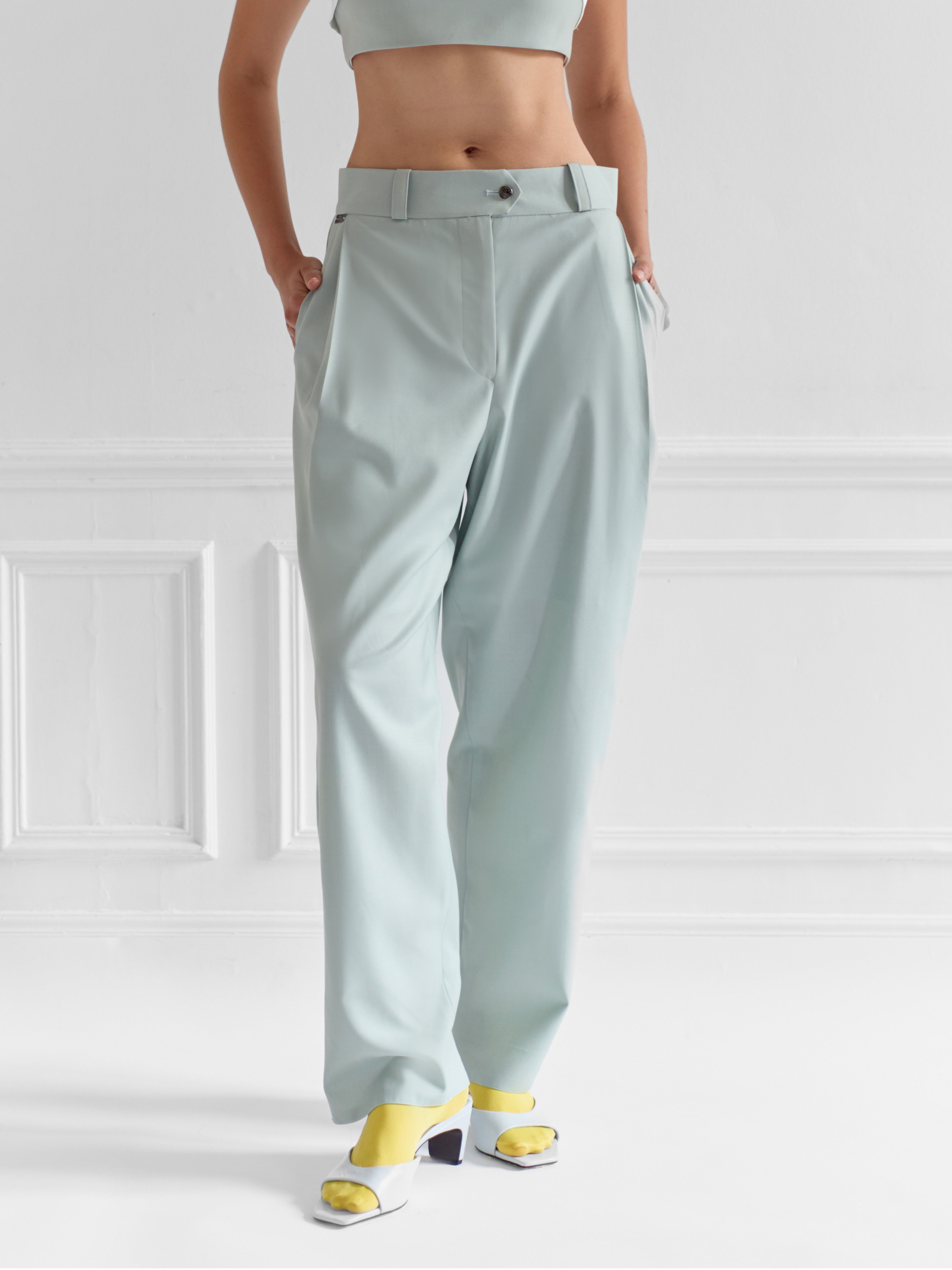 STRAY mist green - wide-leg tailored comfort pant