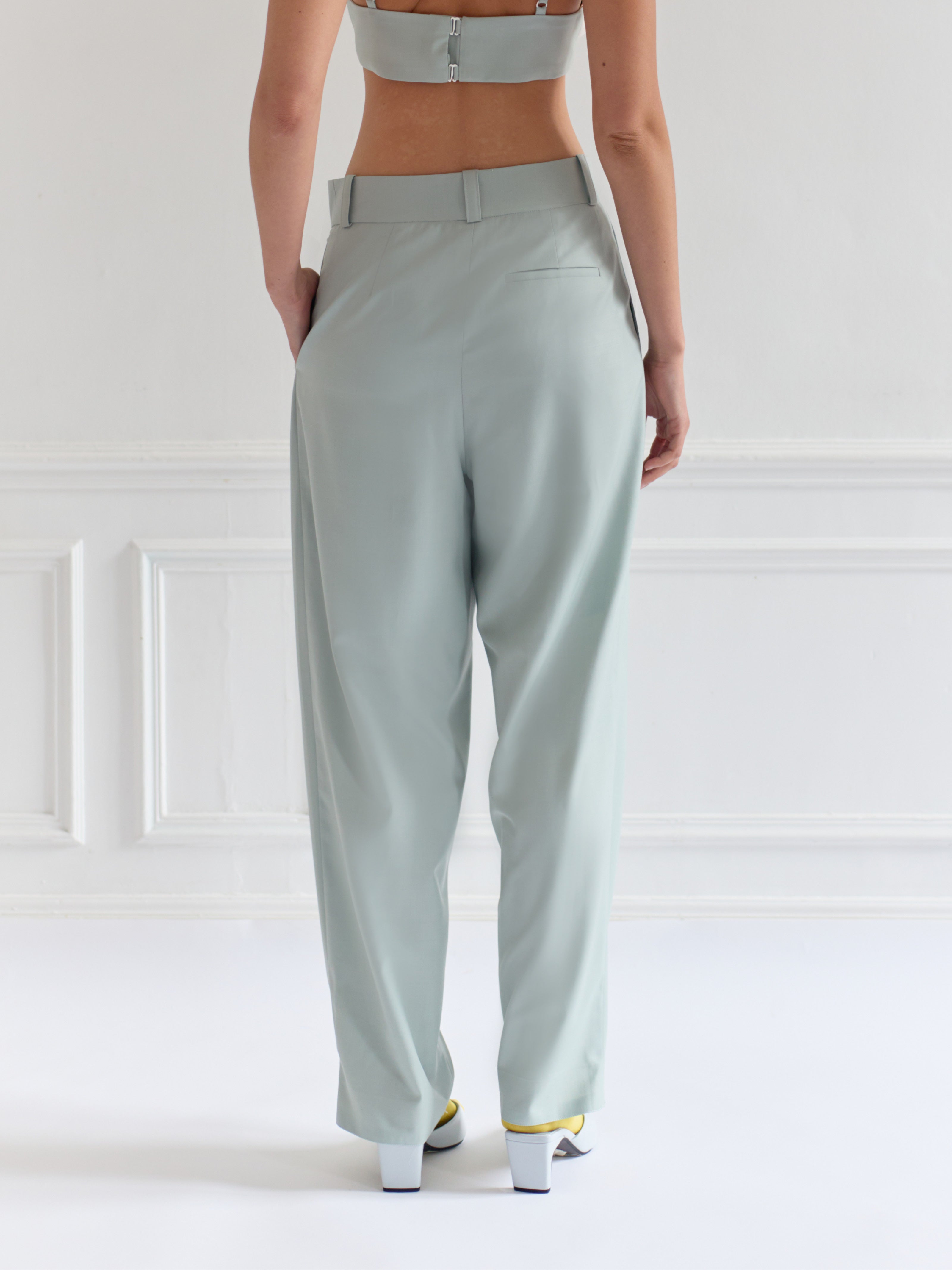 STRAY mist green - wide-leg tailored comfort pant