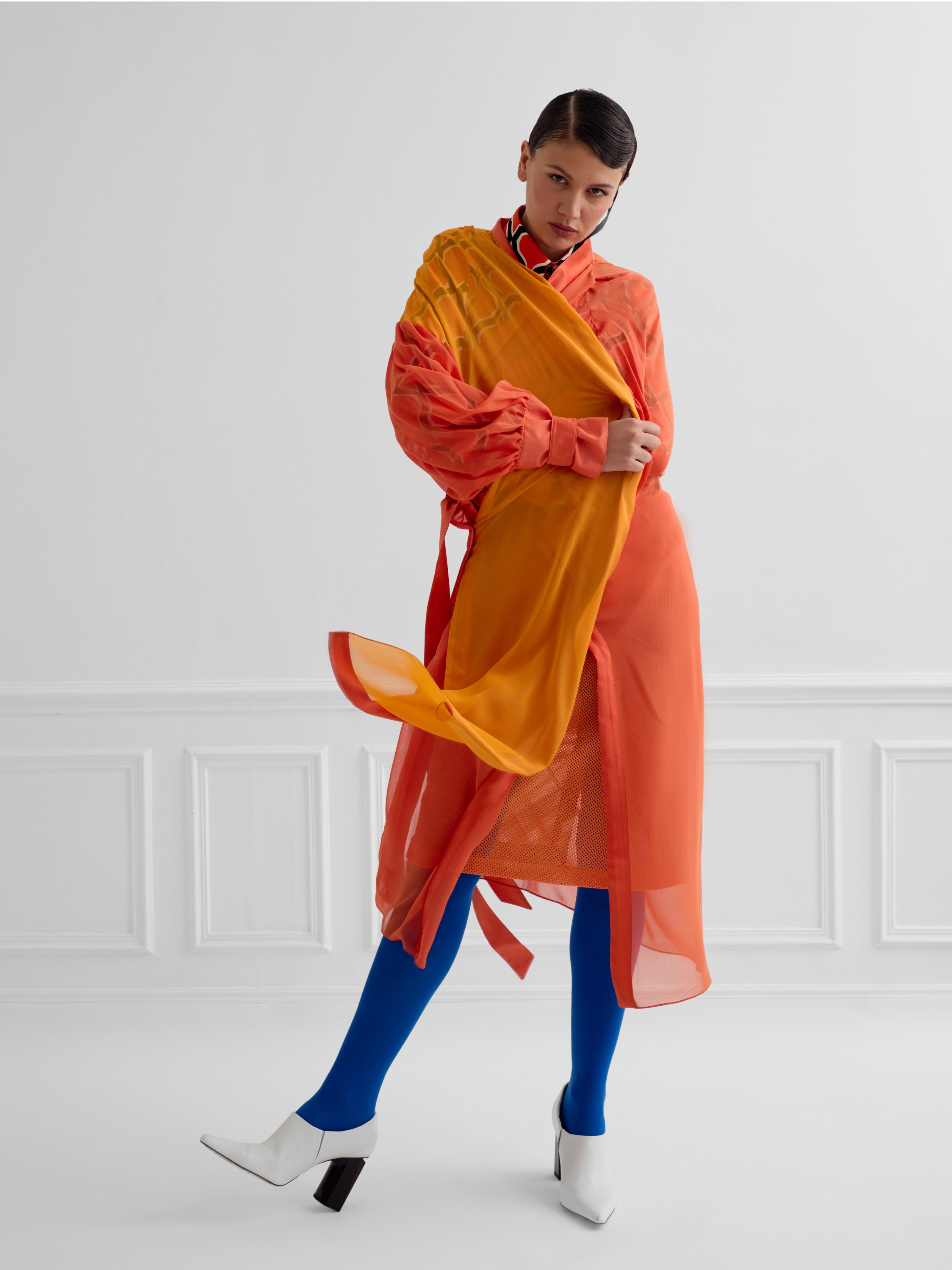 TOUCAN orange - airy silk dress