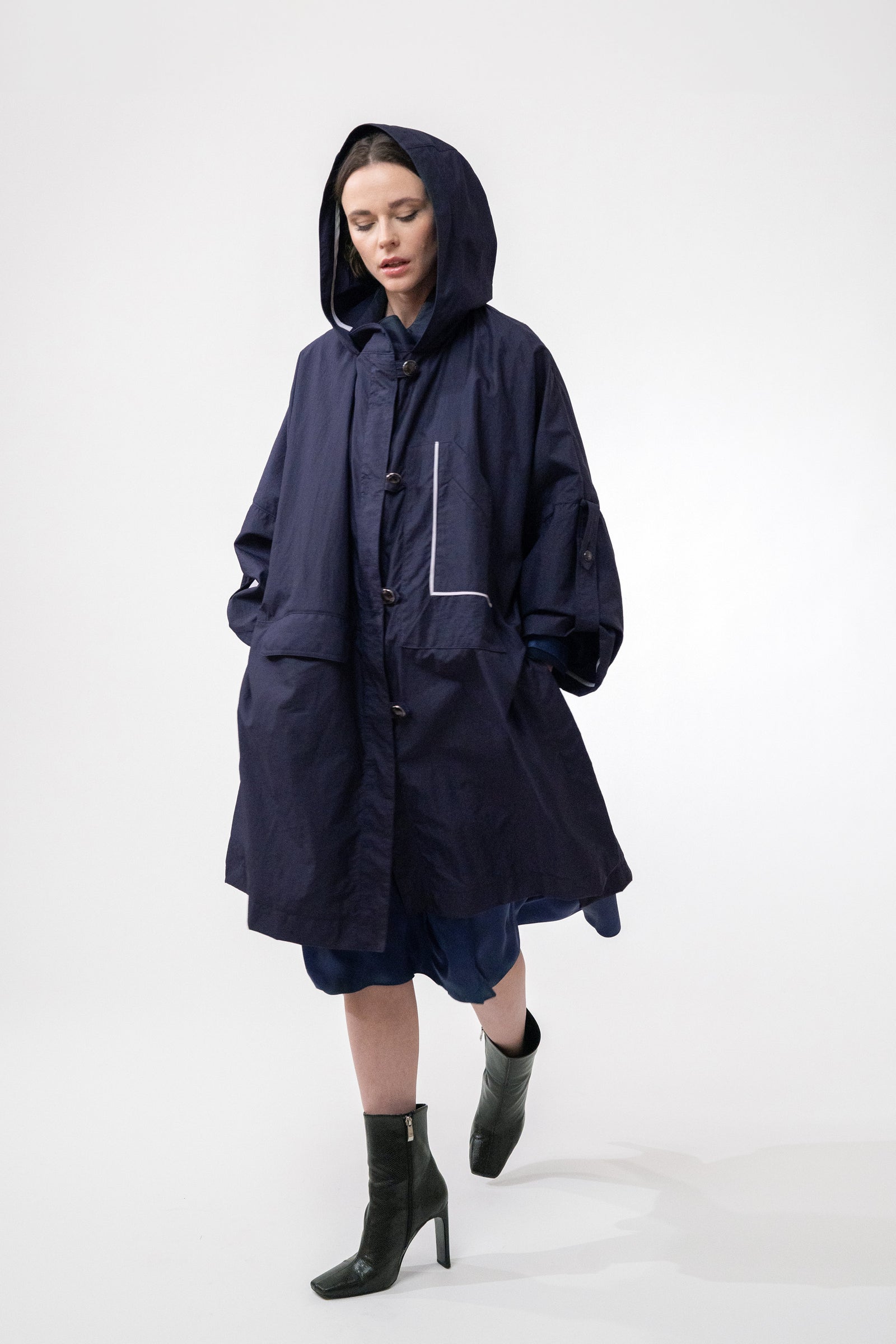Navy blue raincoat store