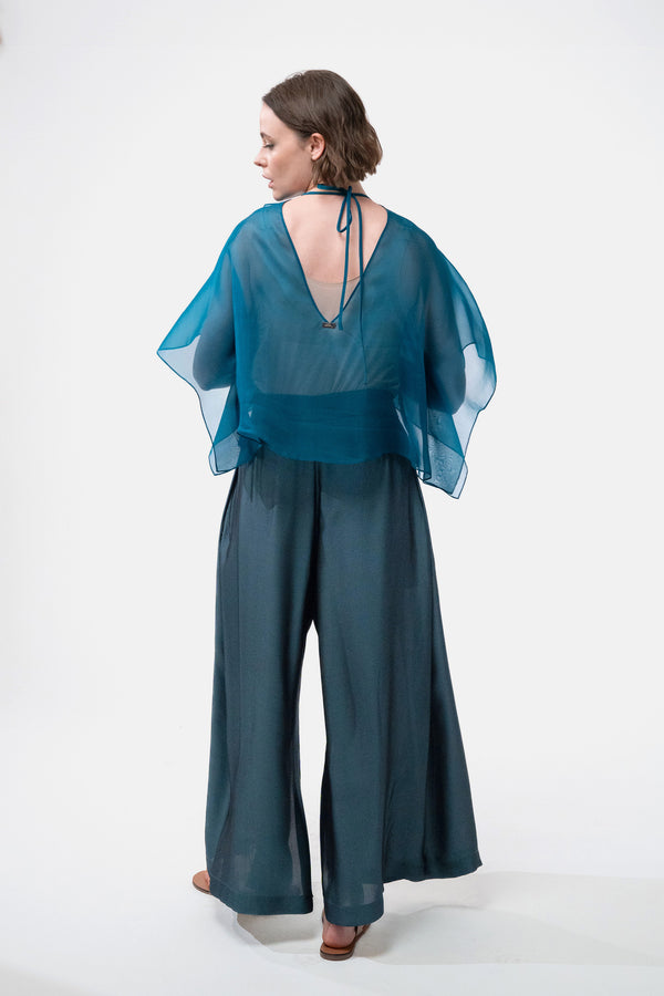 PABLO antik blue - silk viscose comfort pant