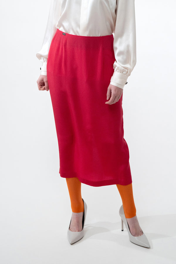 RIVOLI silk skirt - red