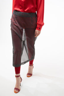 Rivoli - Mesh Midi Skirt in Grey