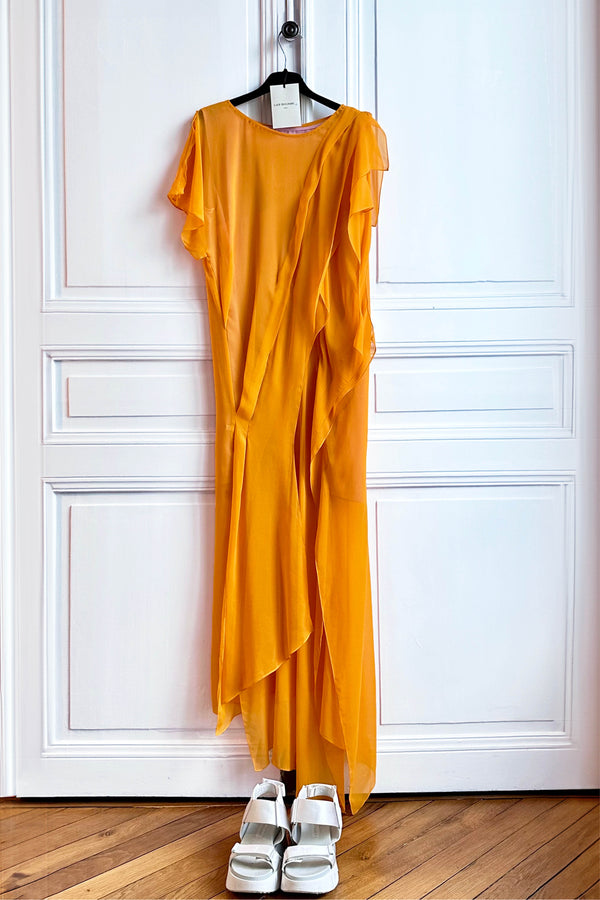 ATHENA robe cocktail drapée - jaune
