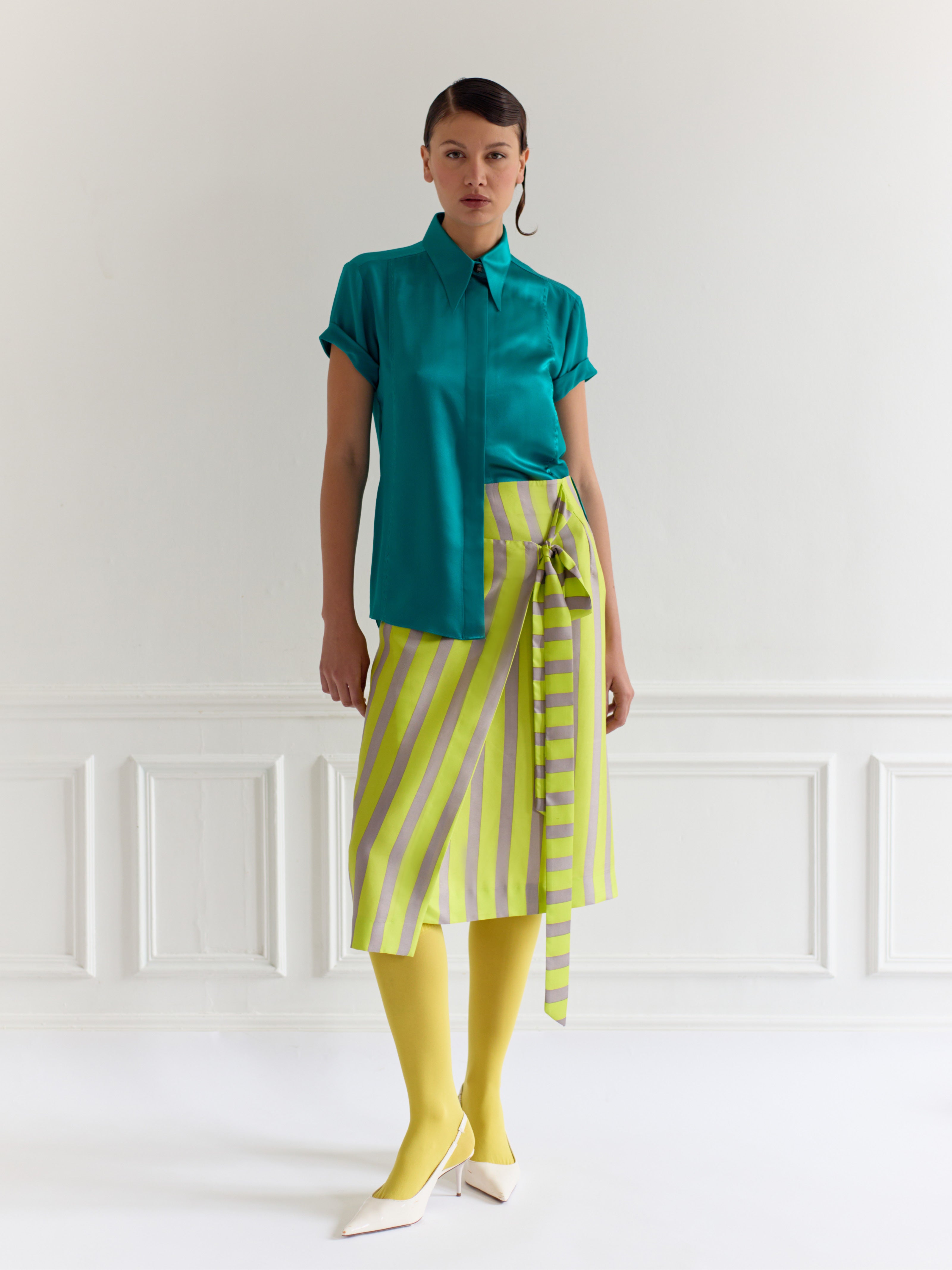 LOCKY jade - silk shirt short sleeves