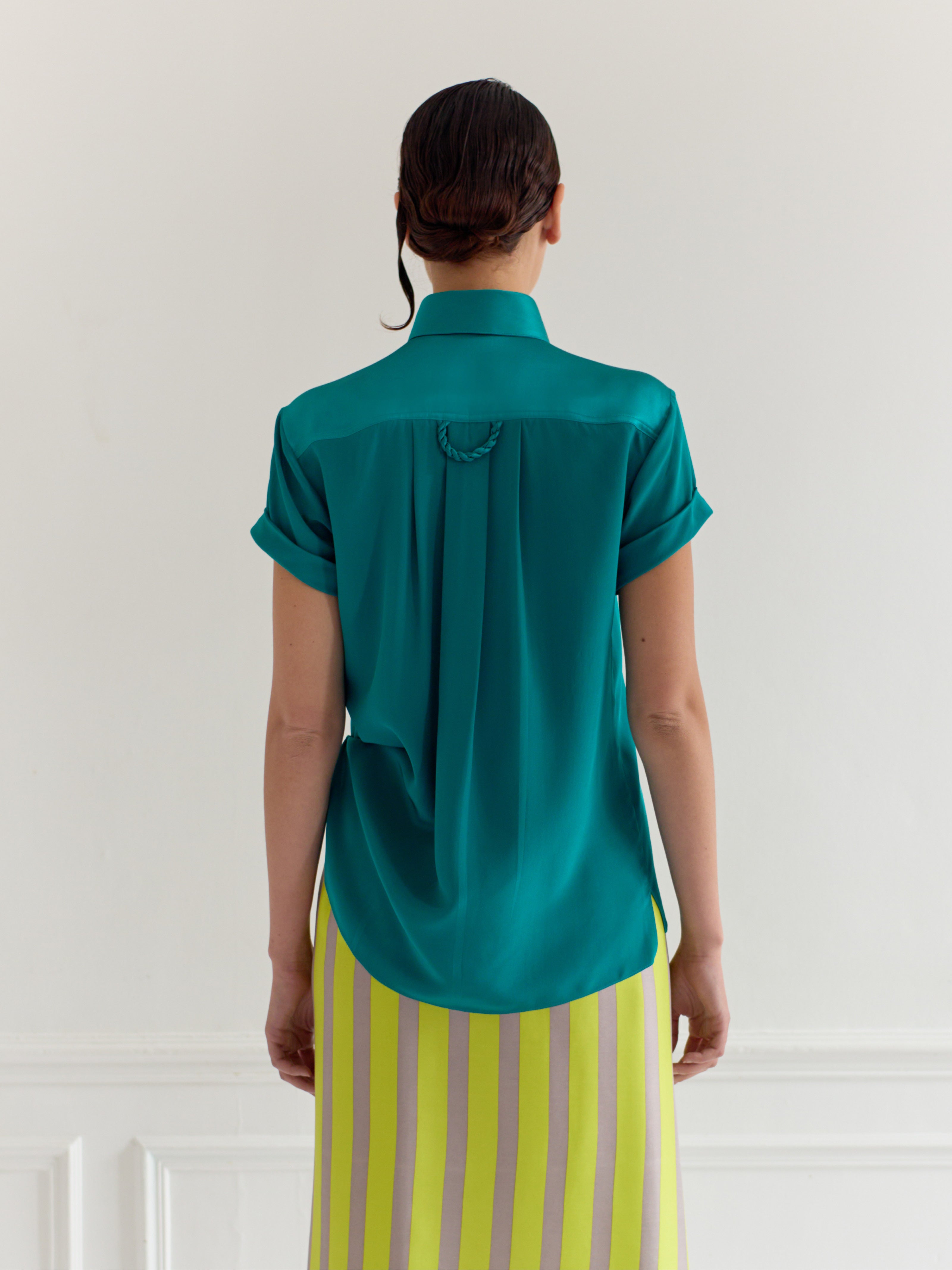LOCKY jade - silk shirt short sleeves