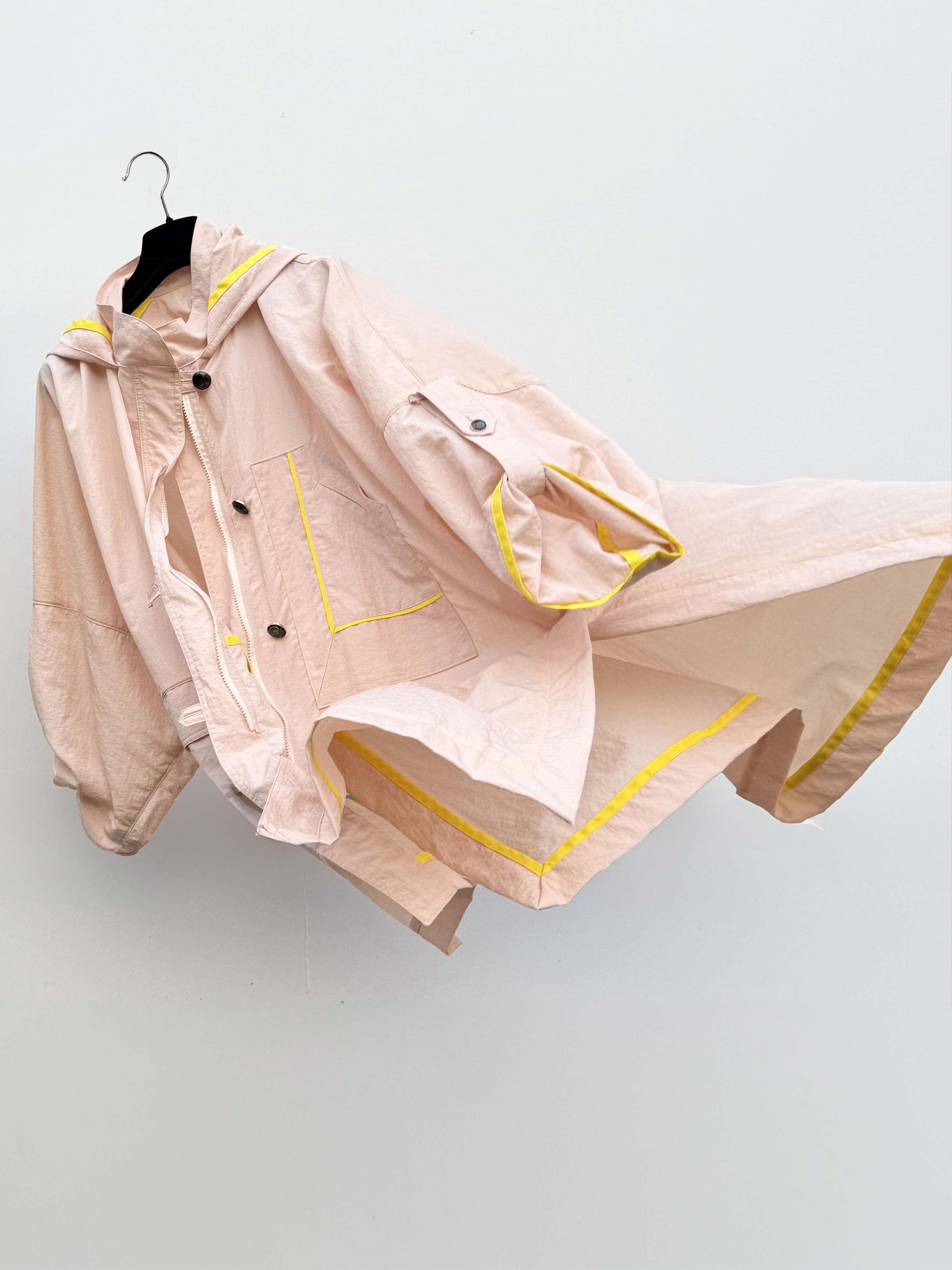 Maya - Nylon Raincoat in Pastel Pink