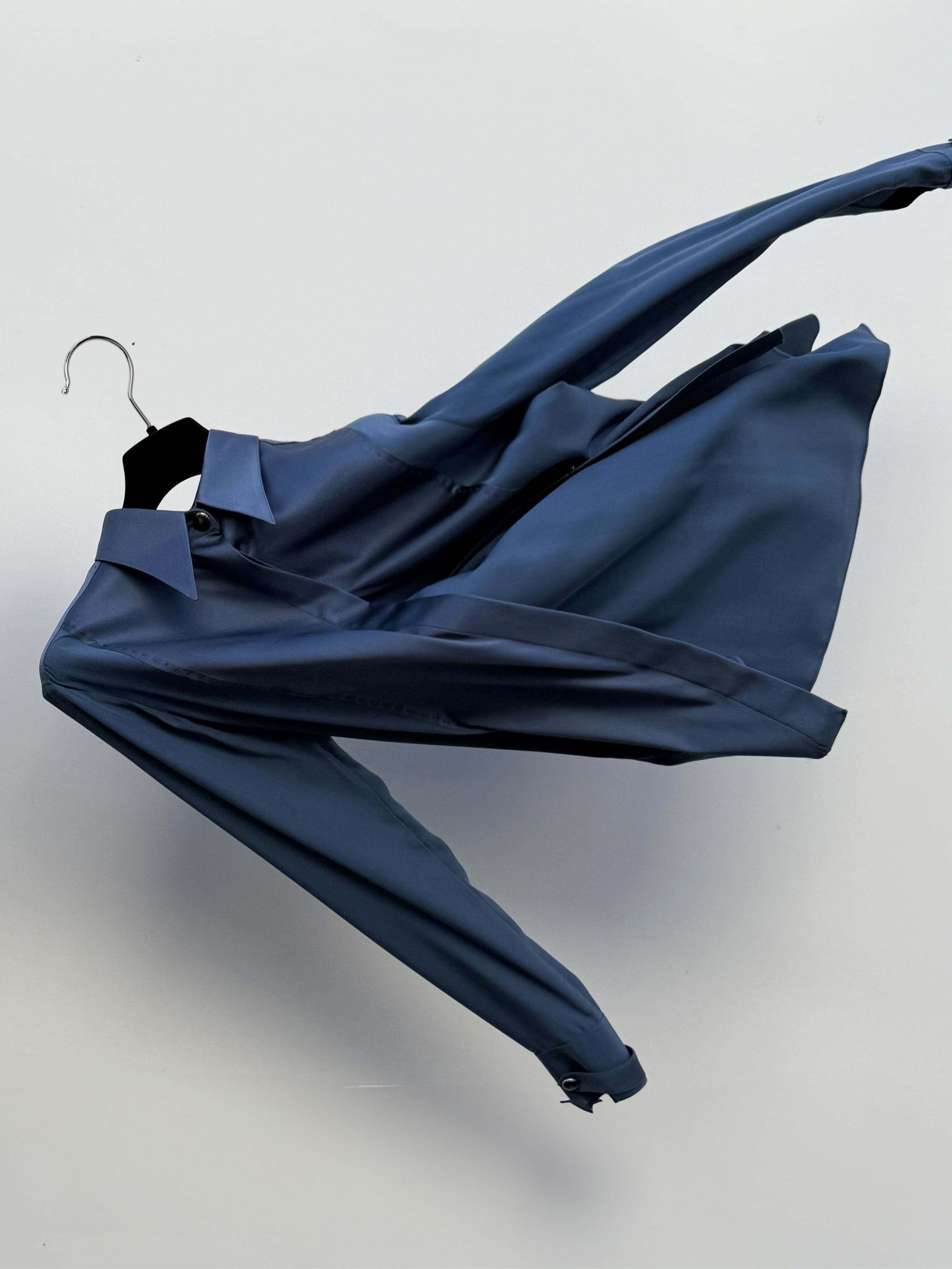 LOCK — Chemise en soie bleu marine