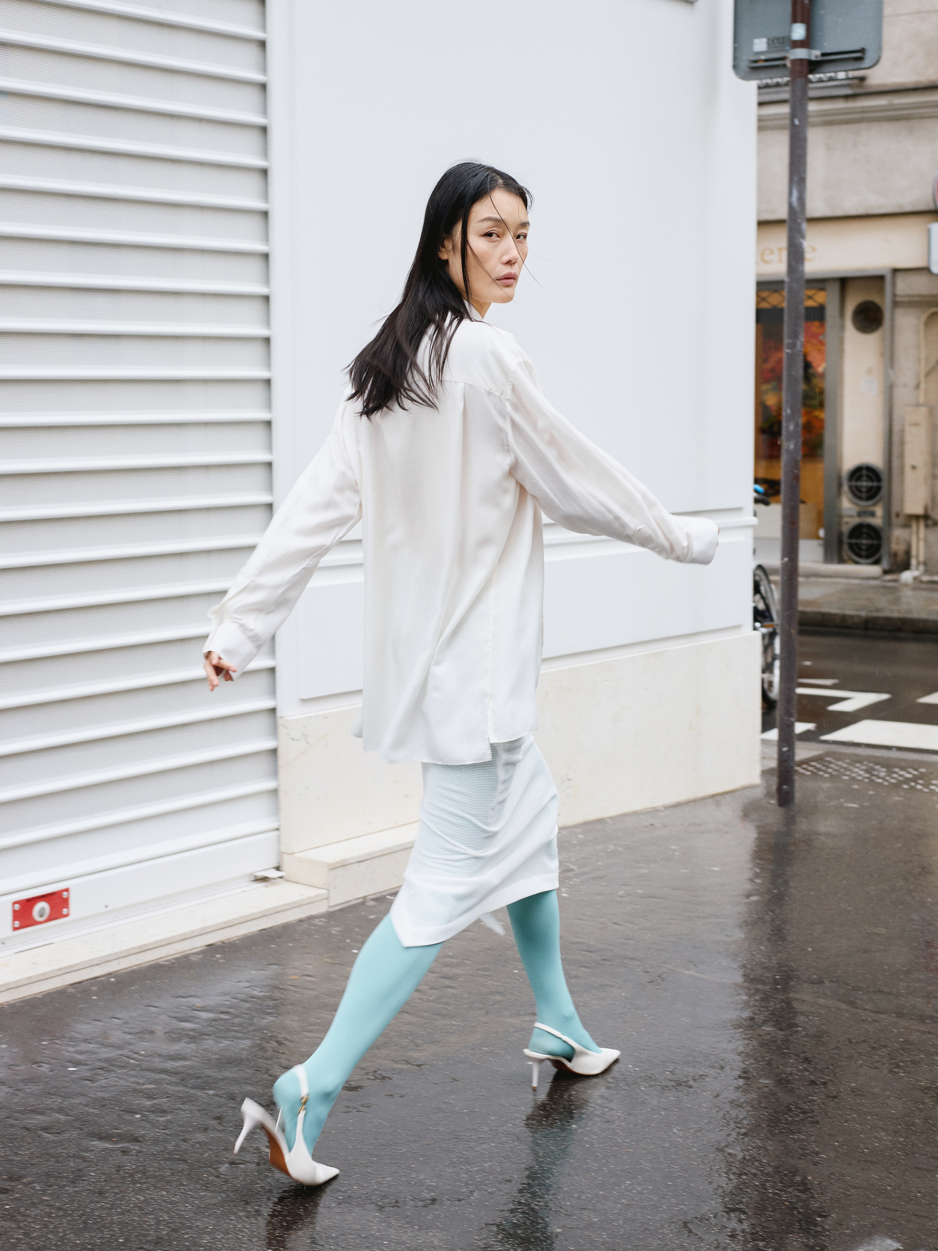 CROSS SHIRT white bamboo - oversize unisex silk blouse