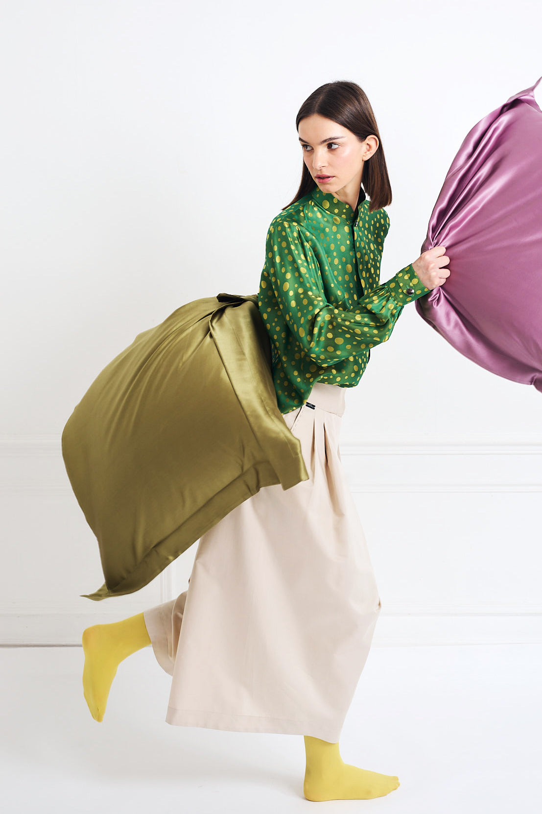 SILPHÉE OLIVE GREEN - Silk pillowcases