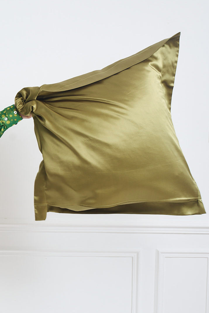 SILPHÉE OLIVE GREEN - Silk pillowcases
