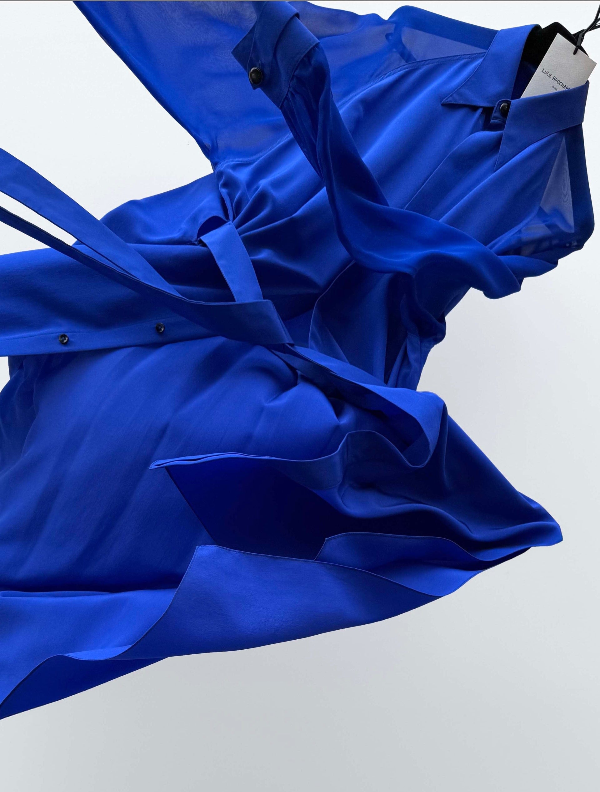 LAND Electric blue - fluid silk shirt dress