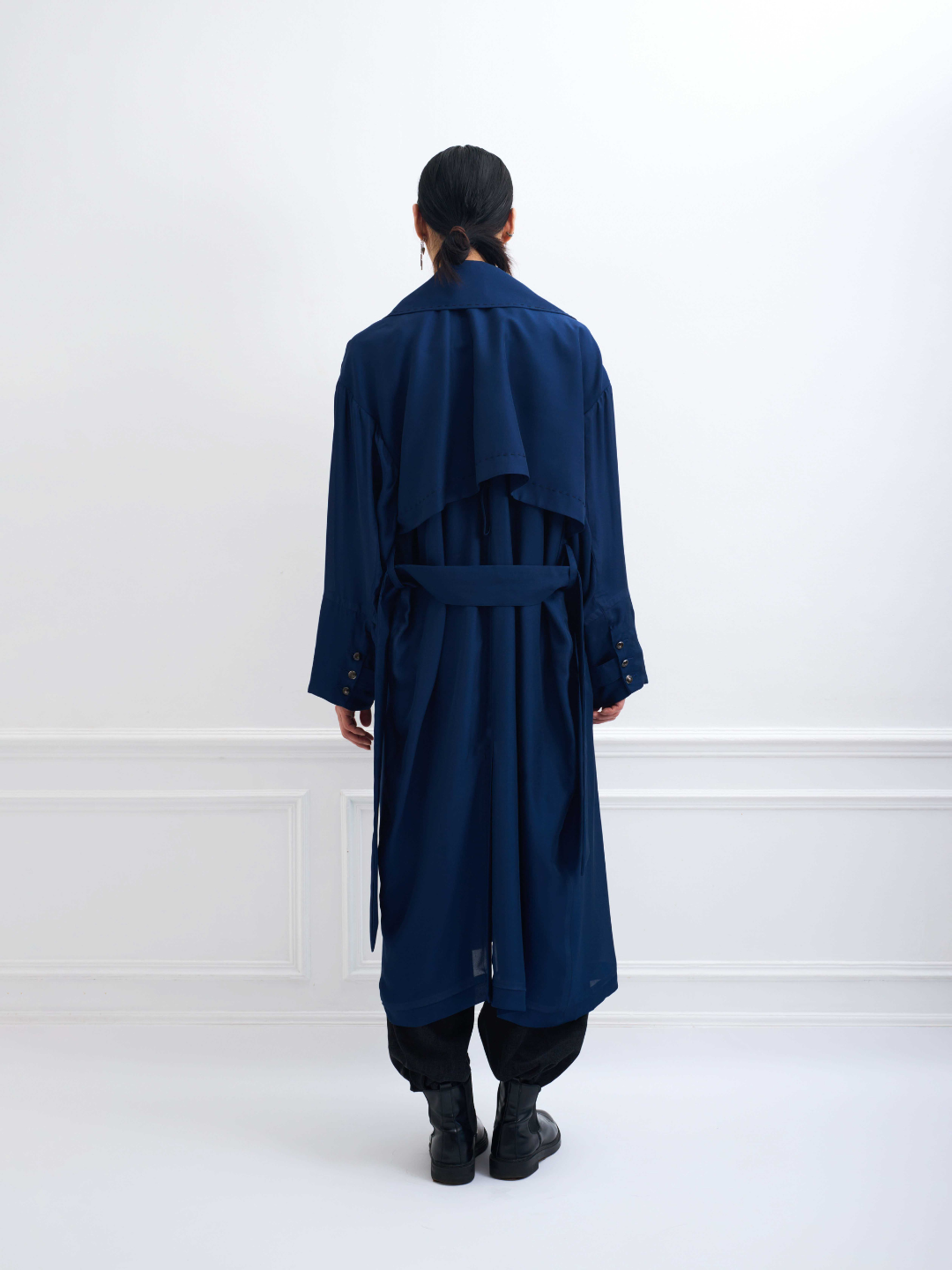 CONCORDE B blueberry - long silk trench dress