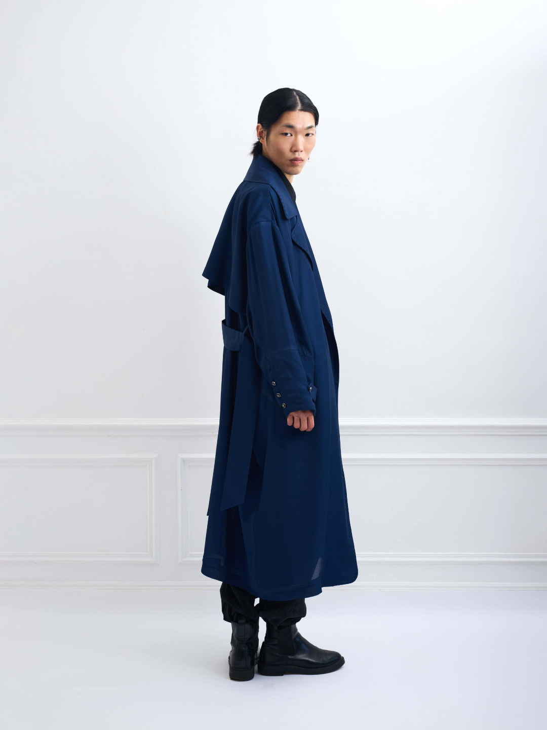 CONCORDE B blueberry - long silk trench dress