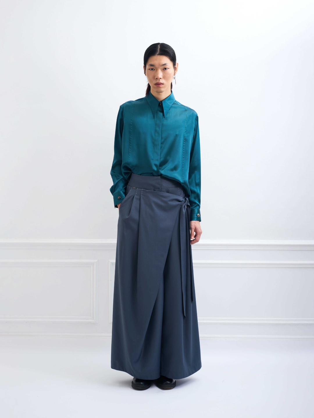 LOCK peacock green - silk shirt