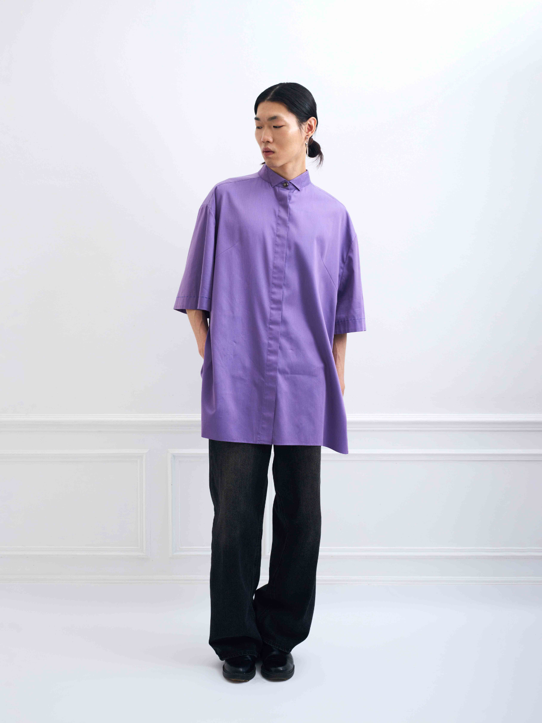 TUXEDO purple - cotton oversized shirt dress