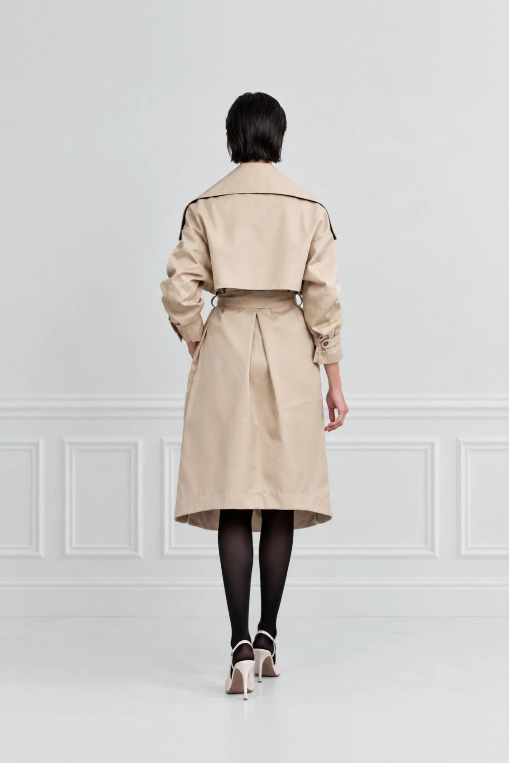 Maltese - Mid-Length Cotton Trench Coat in Beige